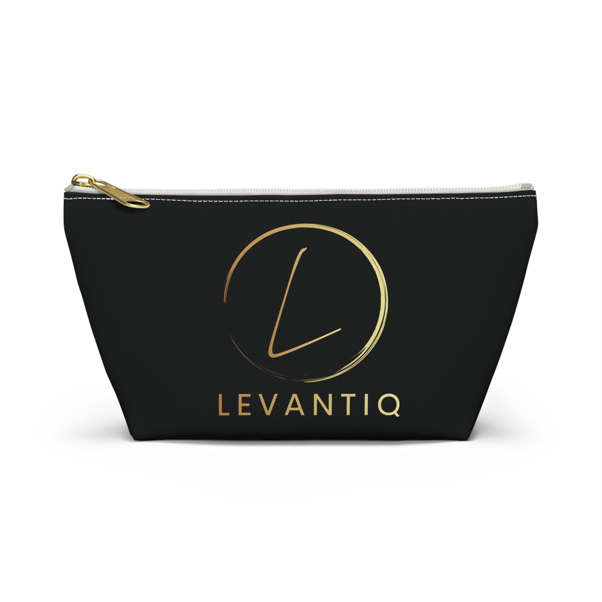 Luxury Black Accessory Pouch — Cosmetic & Travel T-Bottom Bag