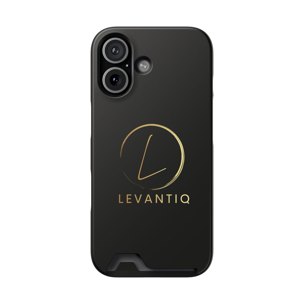 Phone Case with Card Holder — Sleek Black Logo Slim Wallet Case