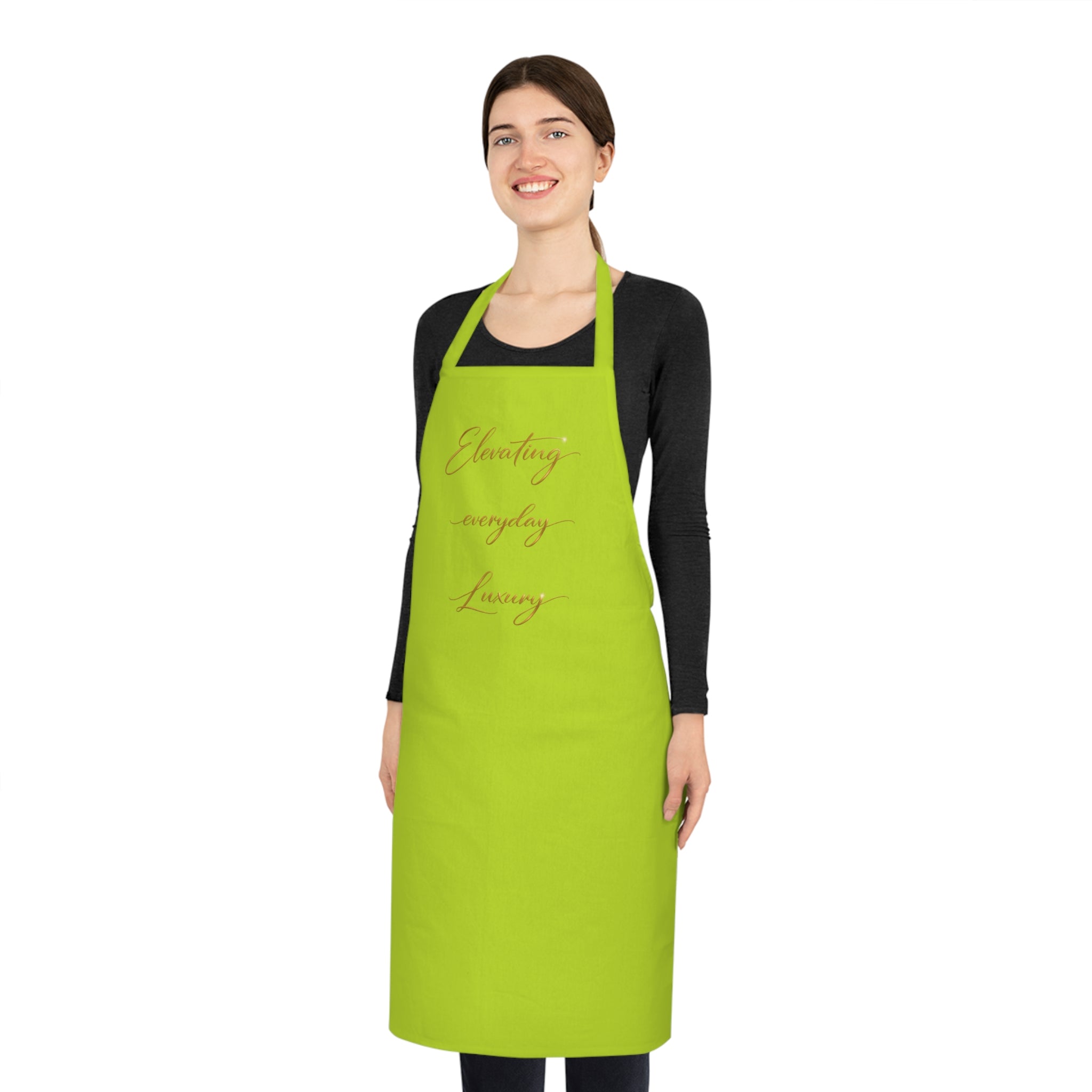 Embracing Everyday Luxury Apron — Black Cotton Chef Apron with Gold Script
