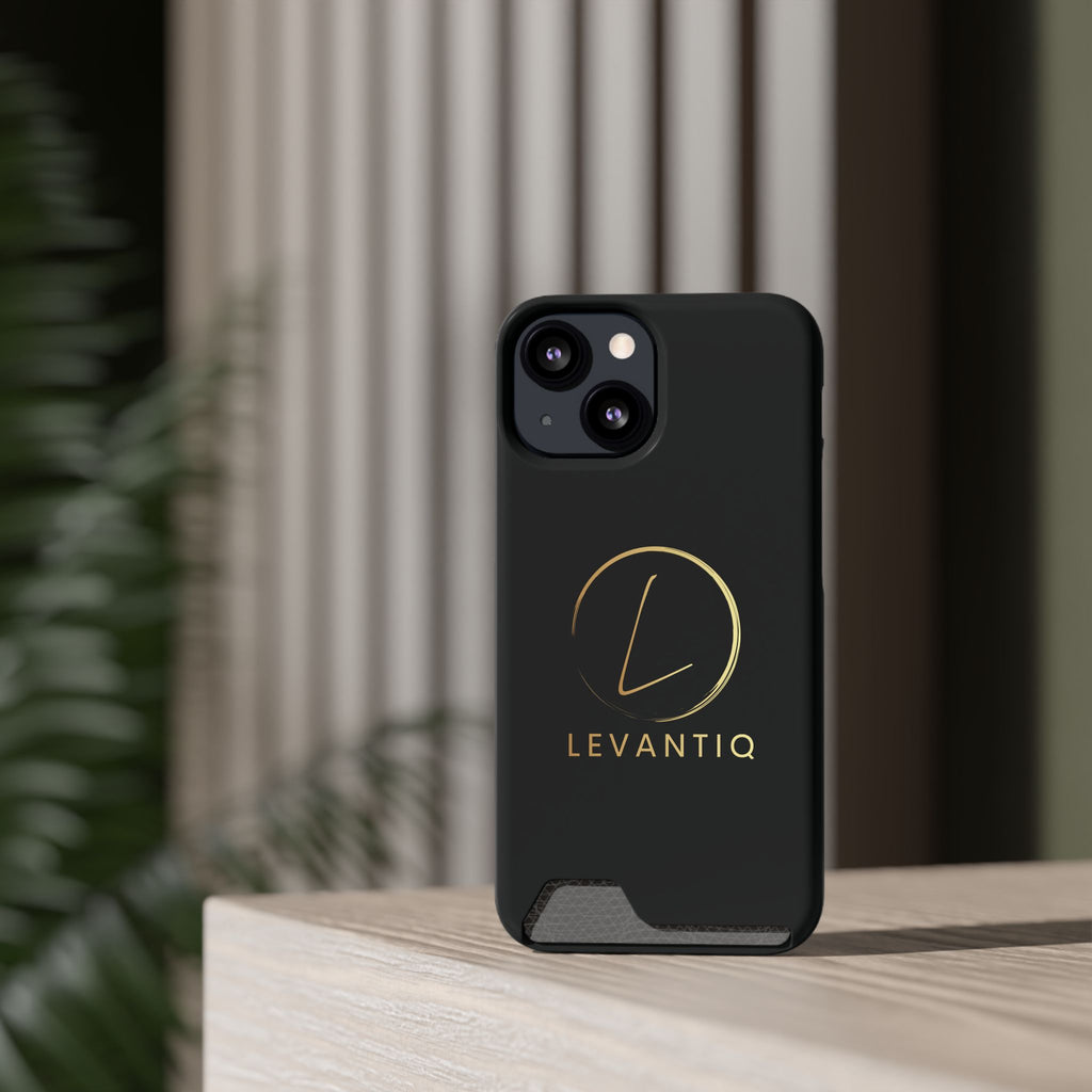 Phone Case with Card Holder — Sleek Black Logo Slim Wallet Case