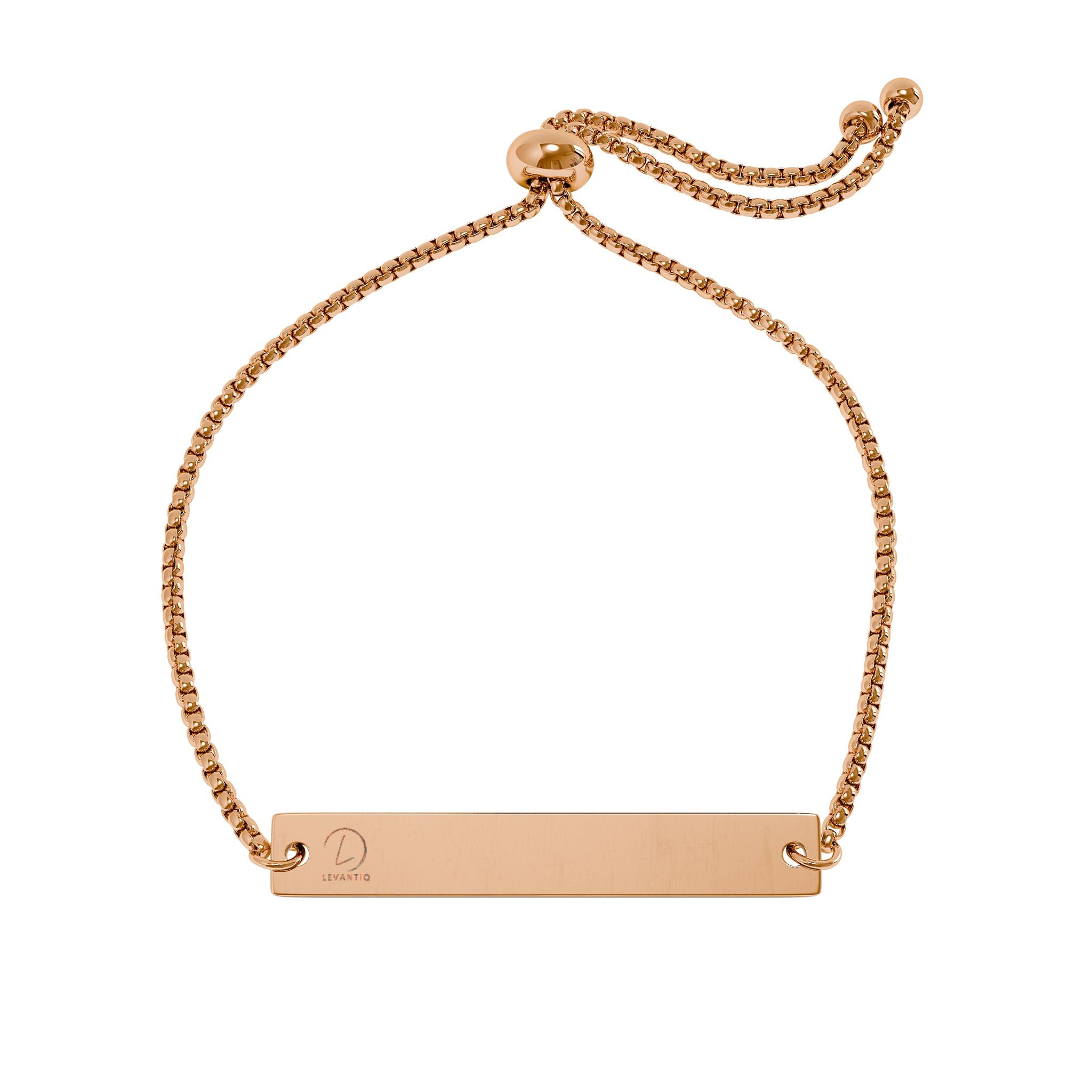 Bracelet barre personnalisé gravé — Plaqué or ou or rose réglable
