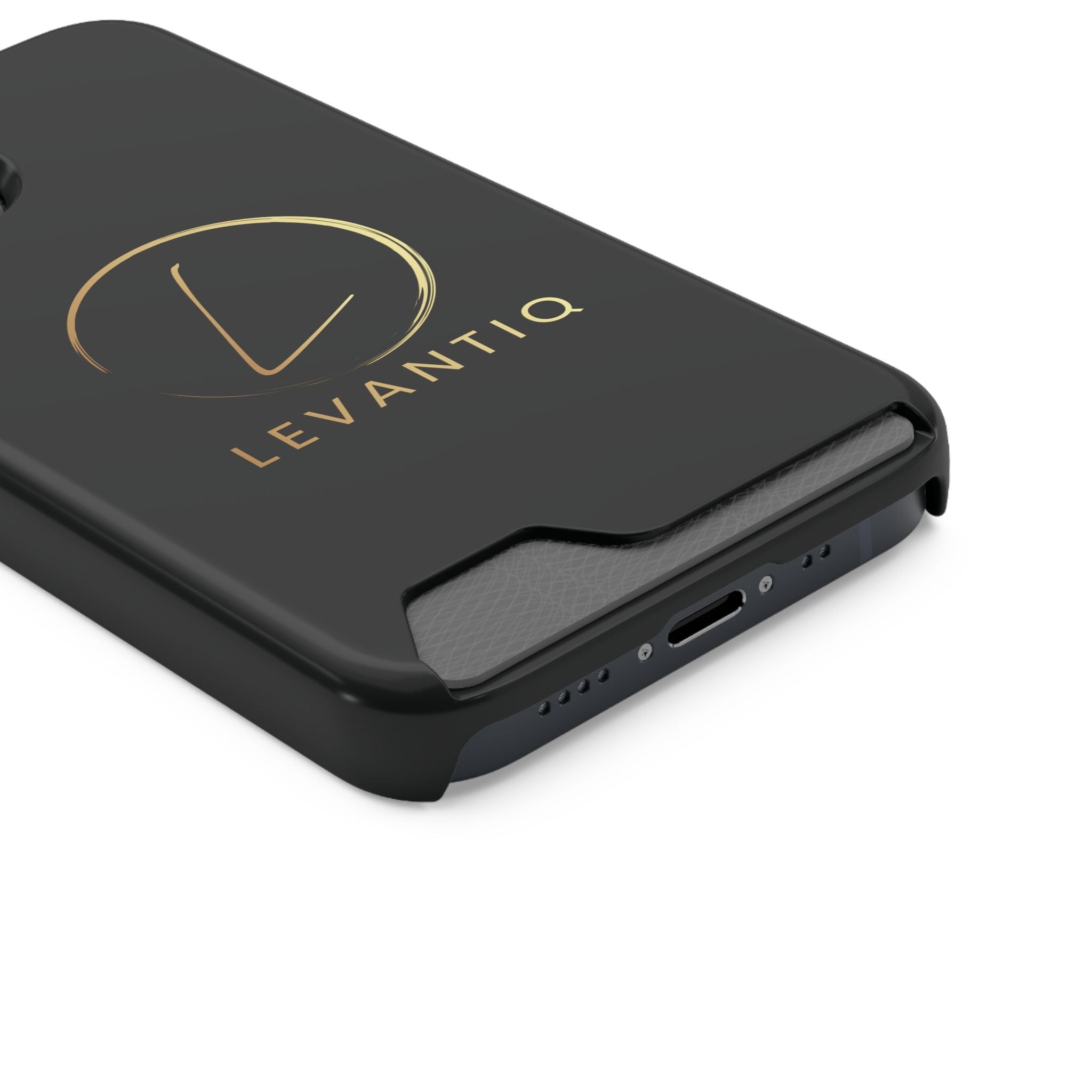 Phone Case with Card Holder — Sleek Black Logo Slim Wallet Case