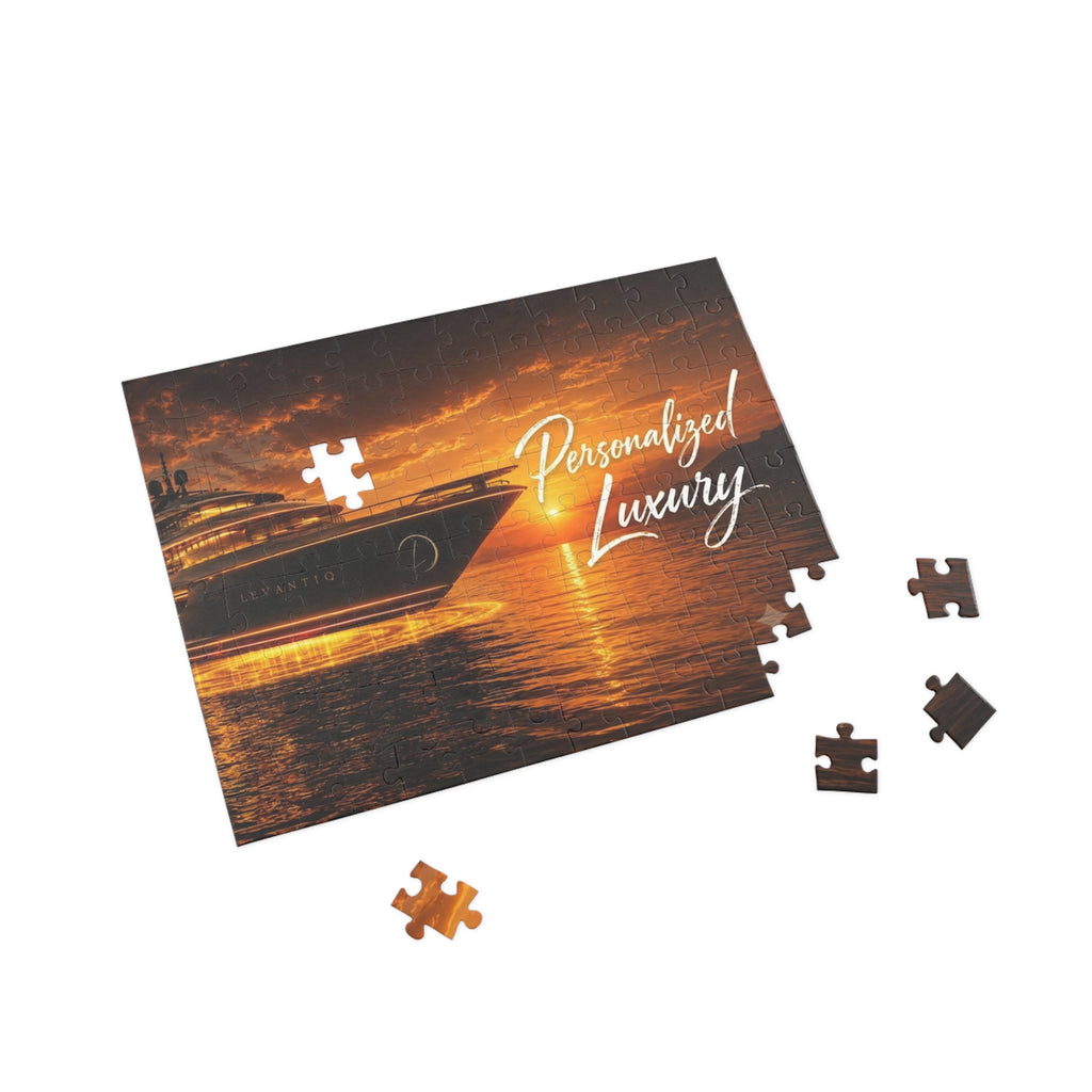 Luxury Yacht Sunset Puzzle — Personalized "Personalized Luxury" Sea Jigsaw (96–1000 pcs)
