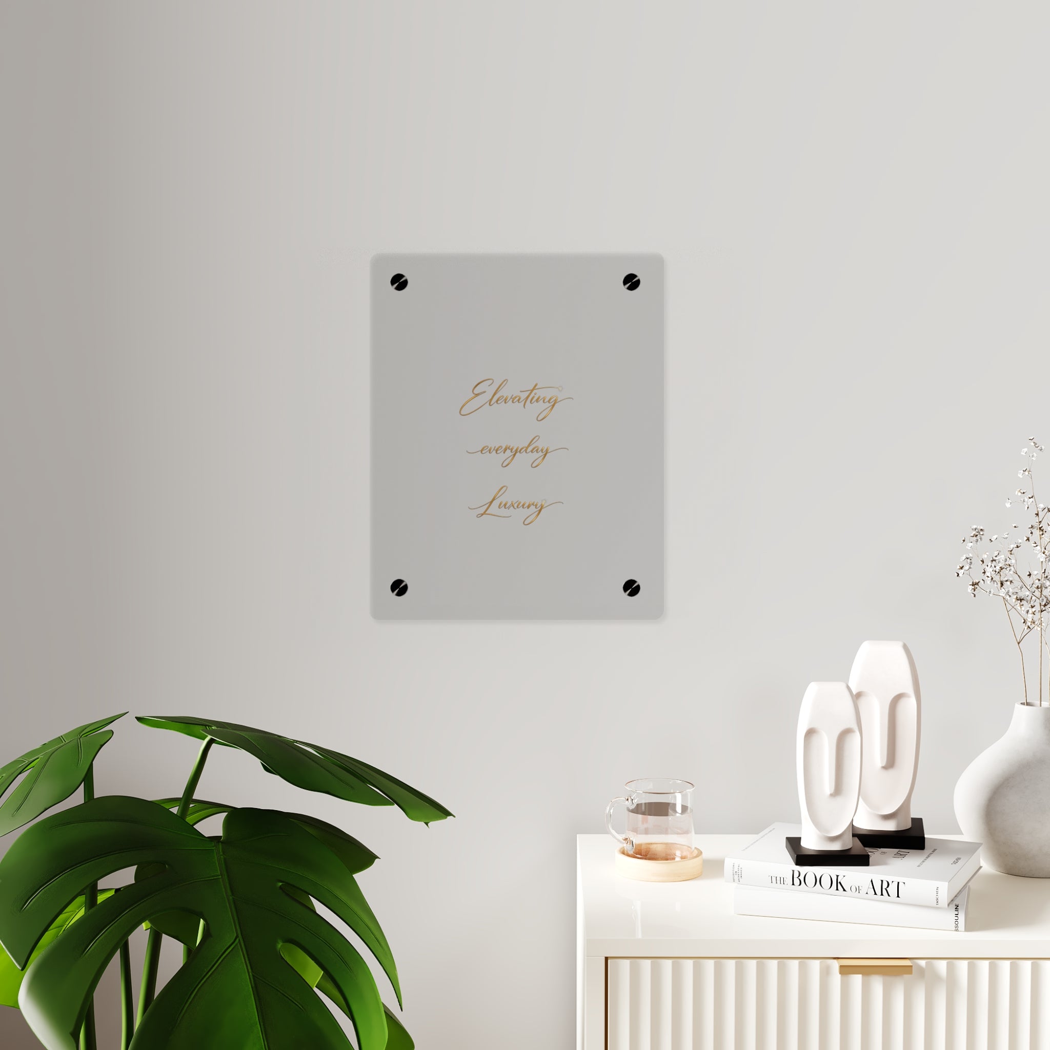 Acrylic Wall Art Panel — “Elevating Everyday Luxury” Gold Script Decorative Sign
