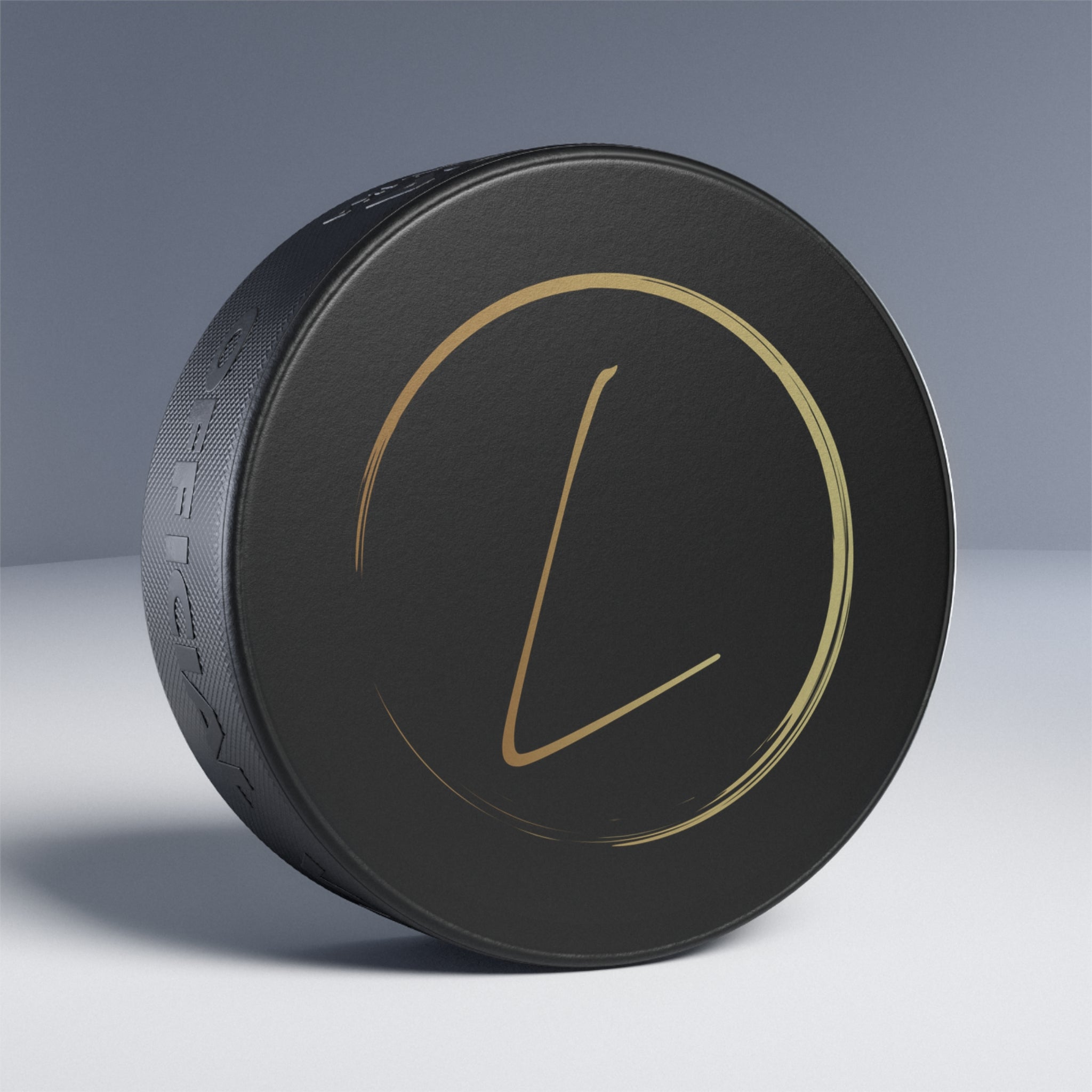 Gold Circle LevantiQ Hockey Puck — Personalized Monogram Skate Accessory