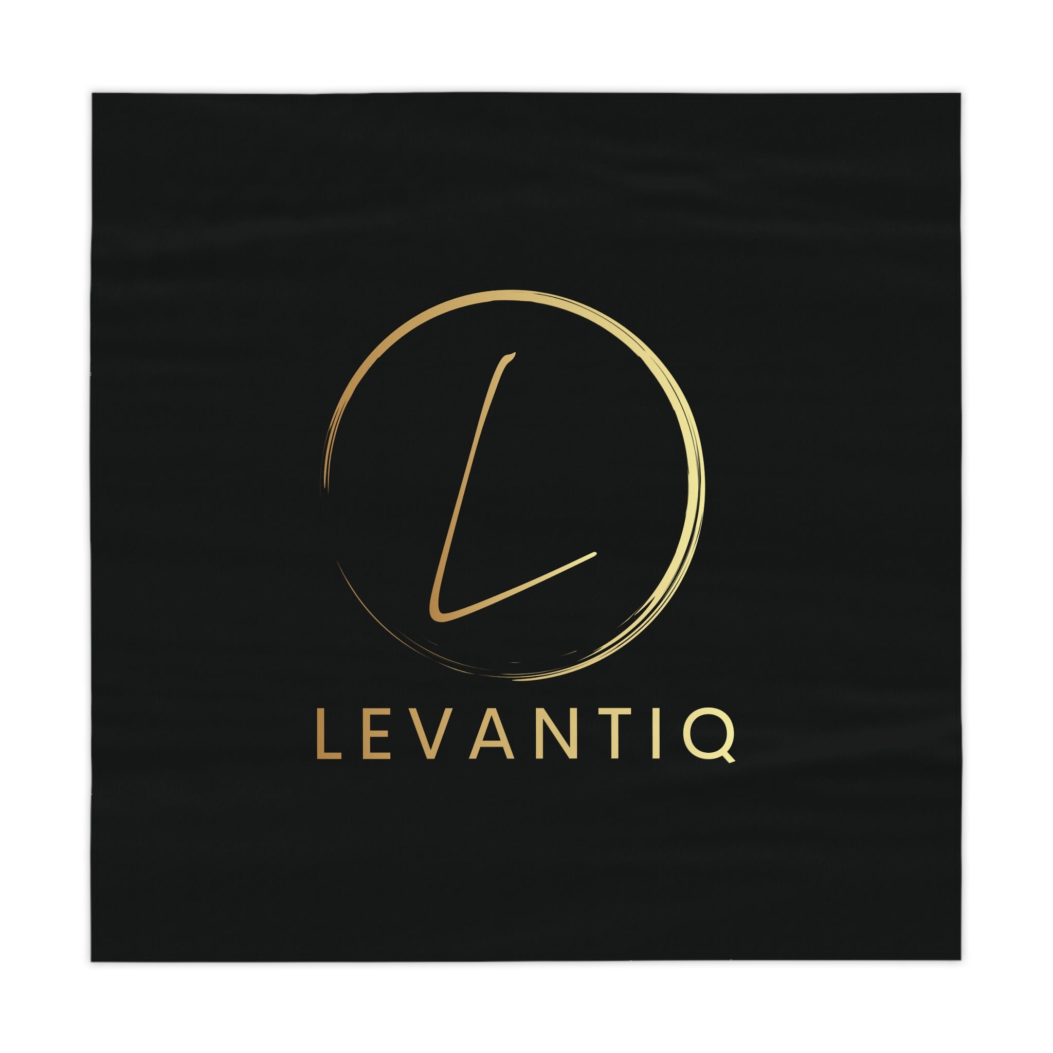 Tablecloth — Elegant Black & Gold Levantiq Logo Tablecloth for Events, Trade Shows, and Home Decor