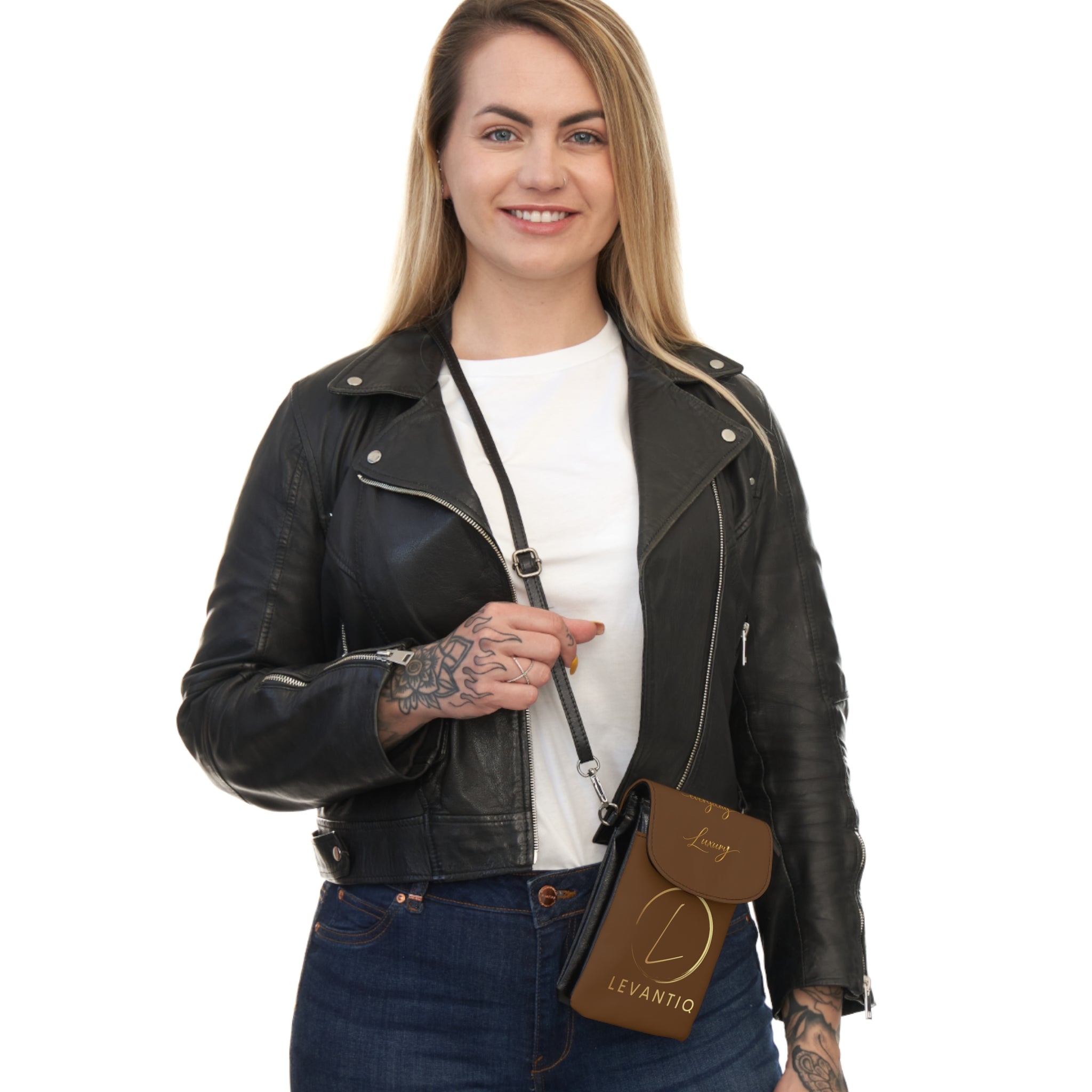 Leather Crossbody Phone Wallet — Small Cell Phone Wallet with Adjustable Strap