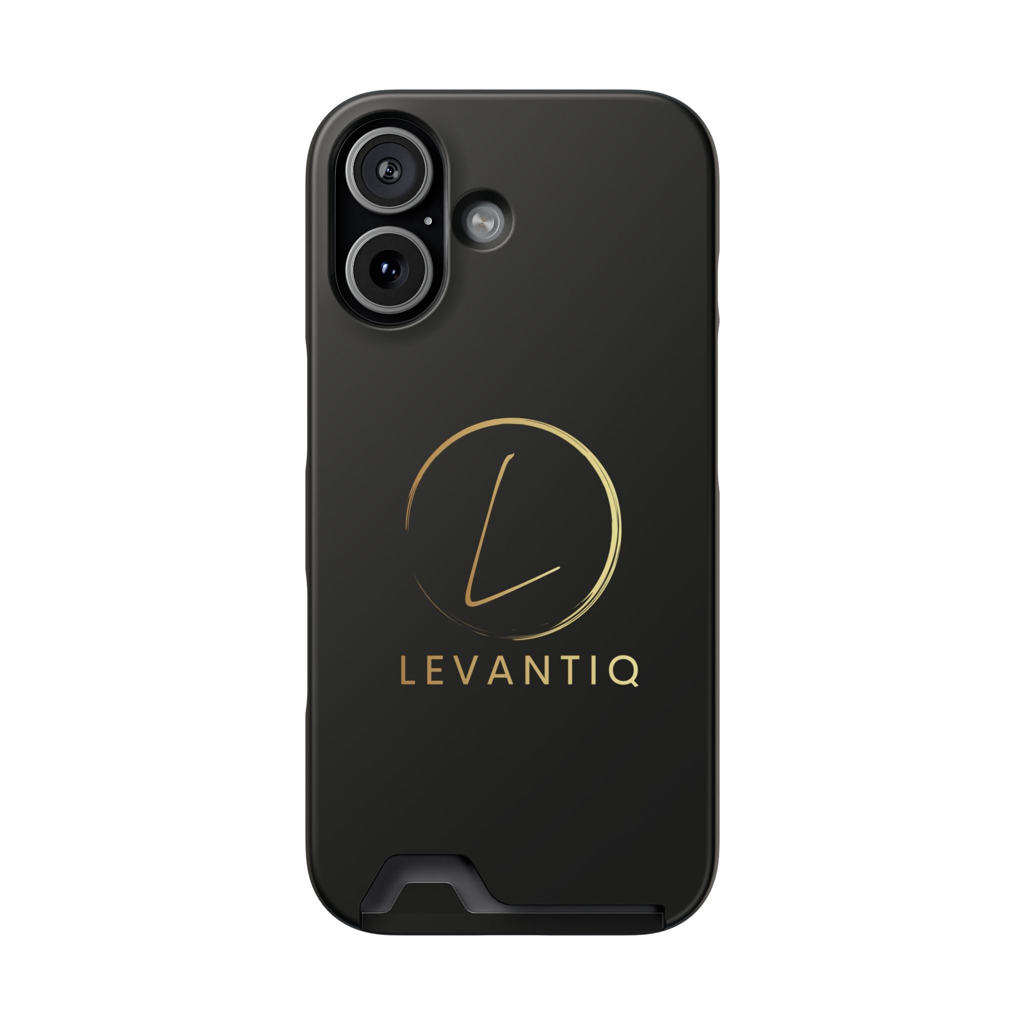 Étui de téléphone avec porte-cartes — Étui portefeuille fin noir élégant avec logo
