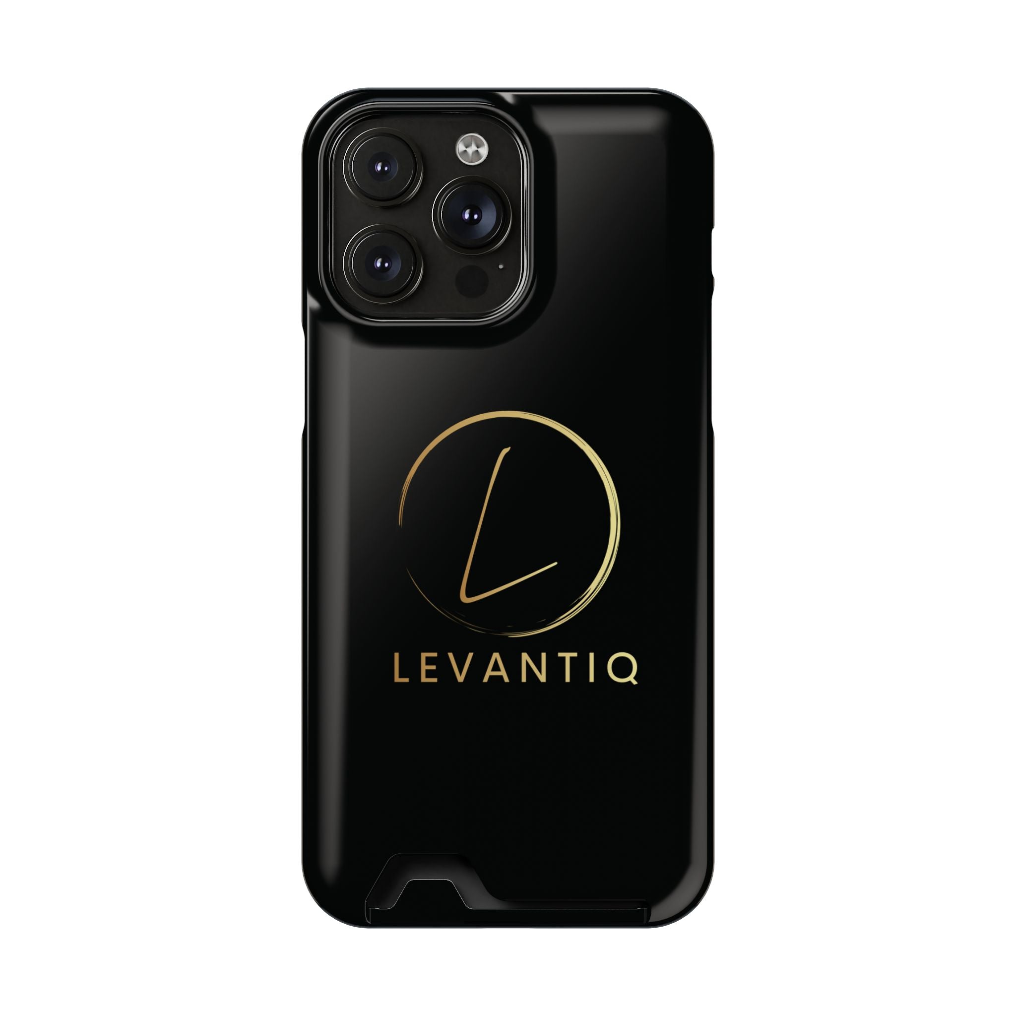 Étui de téléphone avec porte-cartes — Étui portefeuille fin noir élégant avec logo