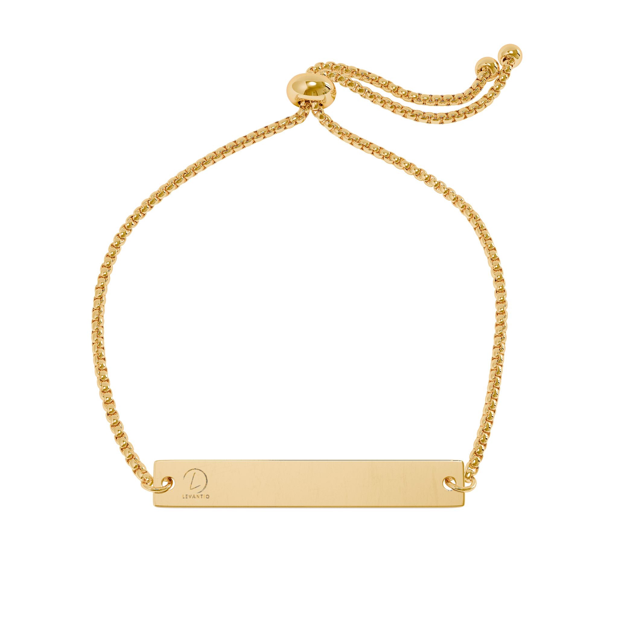 Personalized Engraved Bar Bracelet — Adjustable Gold or Rose Plate