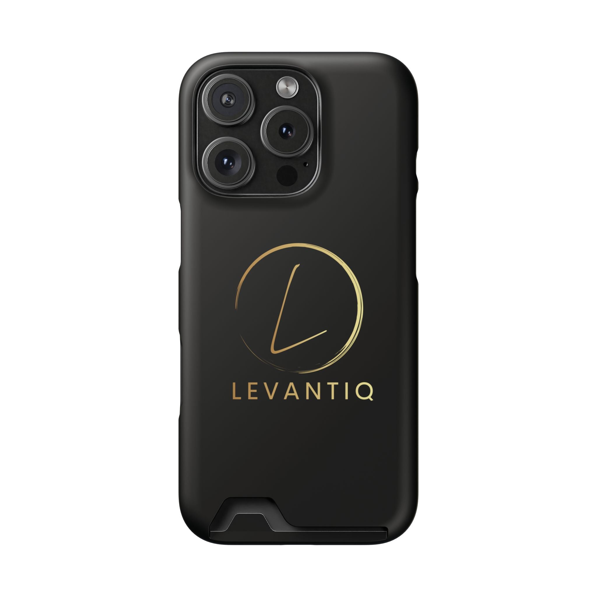 Étui de téléphone avec porte-cartes — Étui portefeuille fin noir élégant avec logo