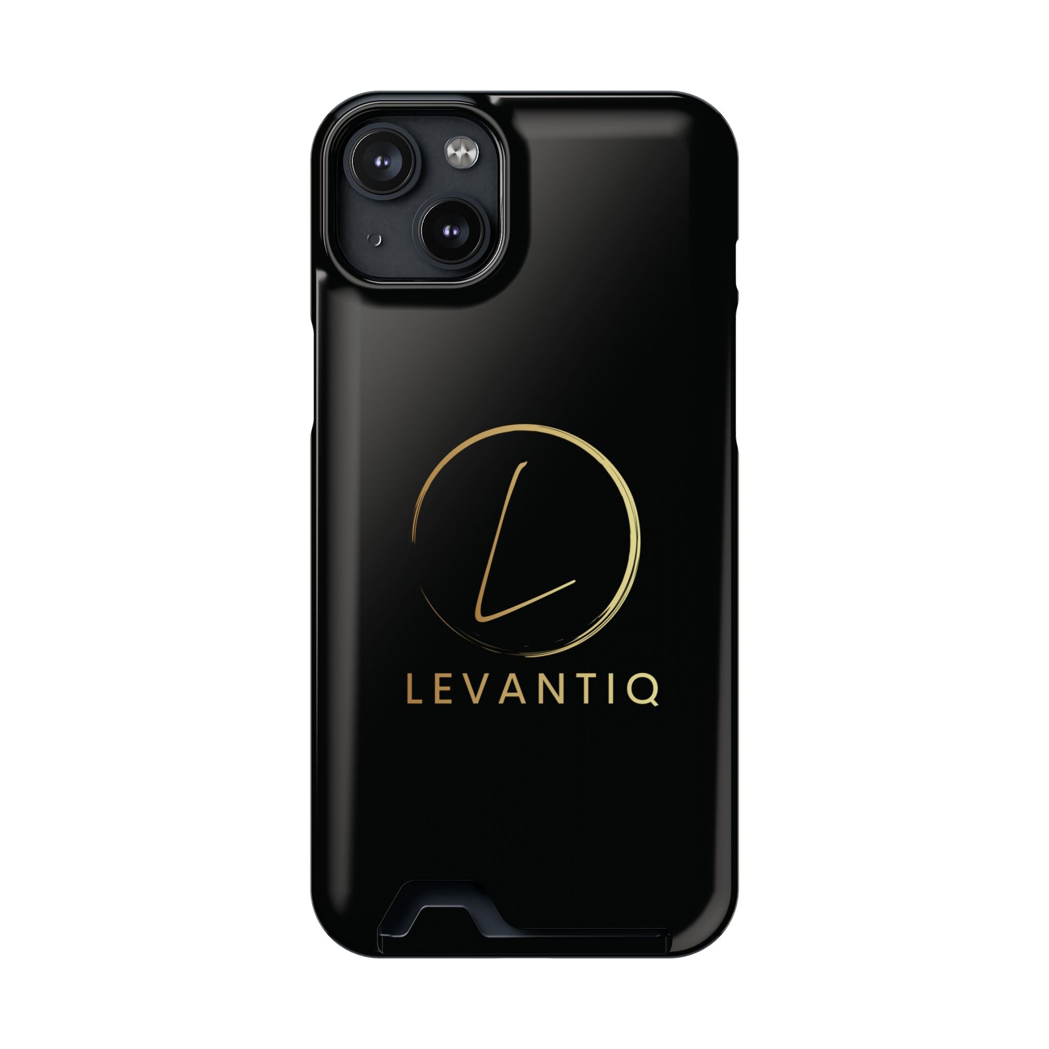 Étui de téléphone avec porte-cartes — Étui portefeuille fin noir élégant avec logo