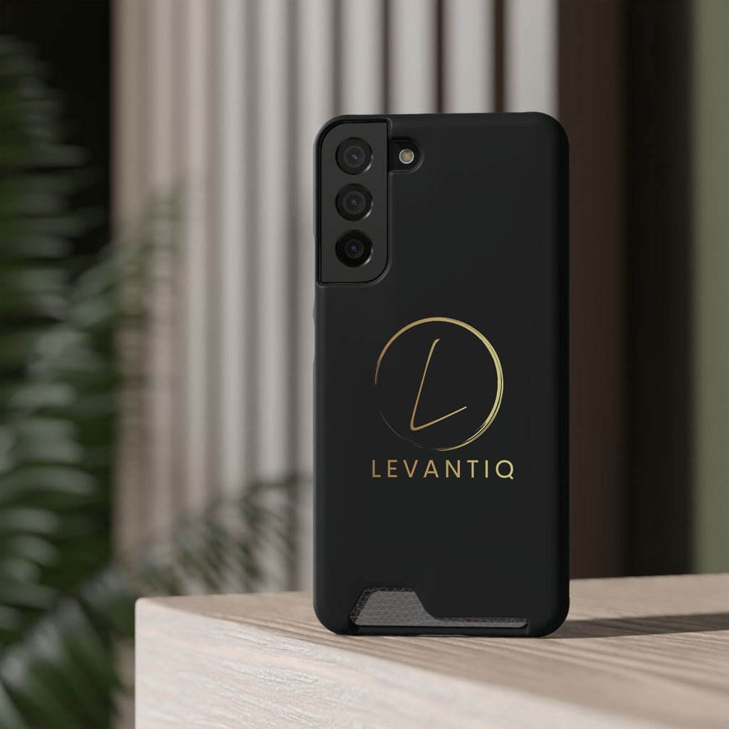 Phone Case with Card Holder — Sleek Black Logo Slim Wallet Case