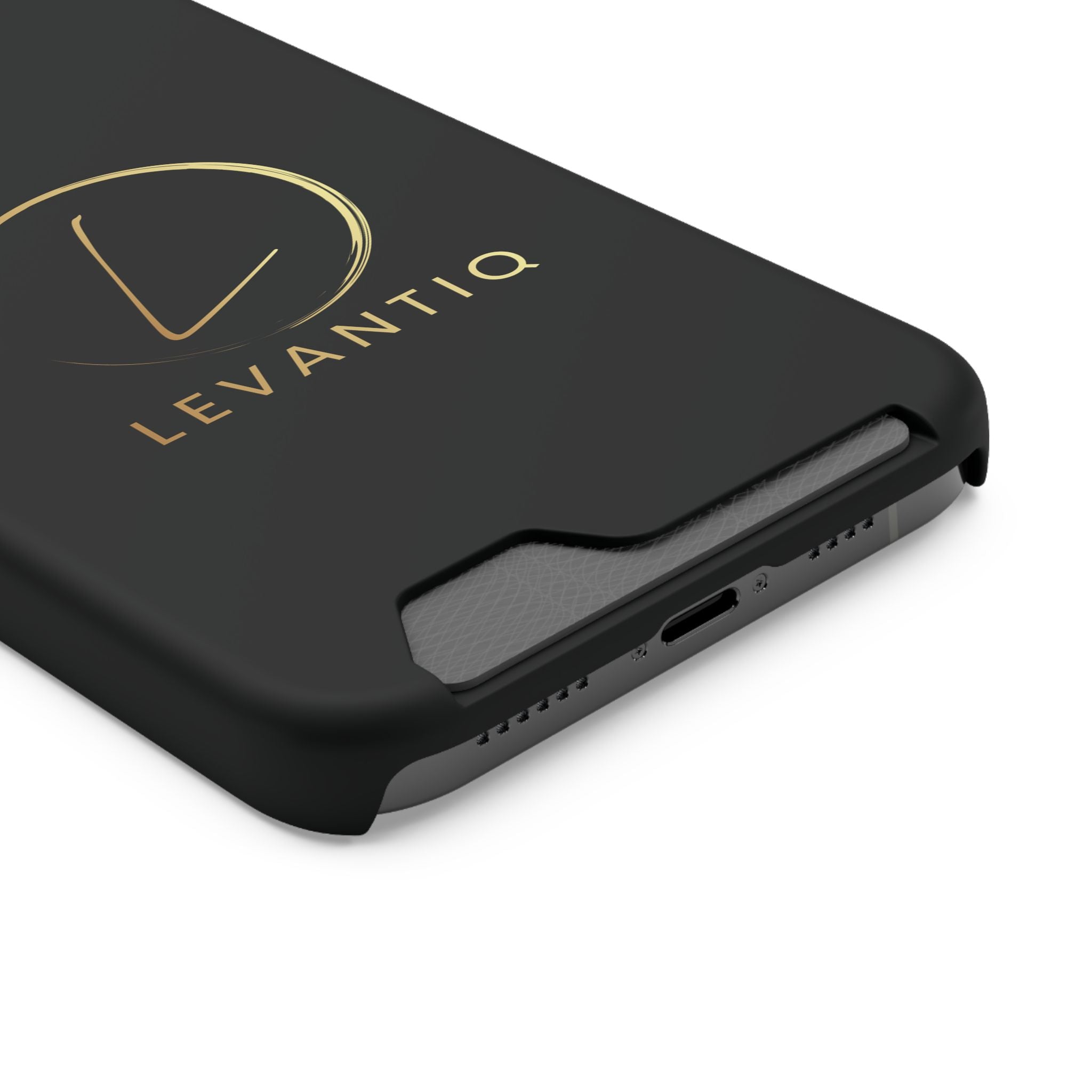 Phone Case with Card Holder — Sleek Black Logo Slim Wallet Case