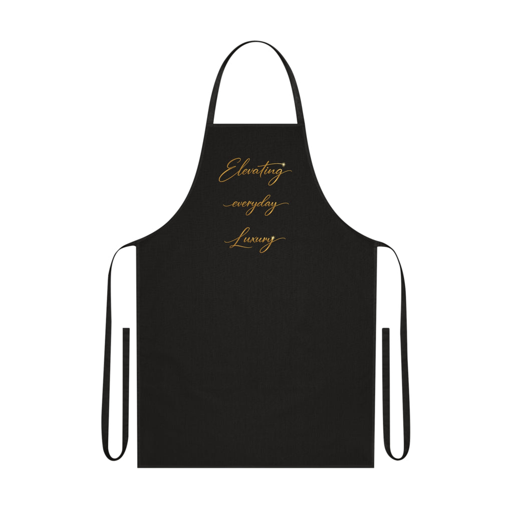 Embracing Everyday Luxury Apron — Black Cotton Chef Apron with Gold Script