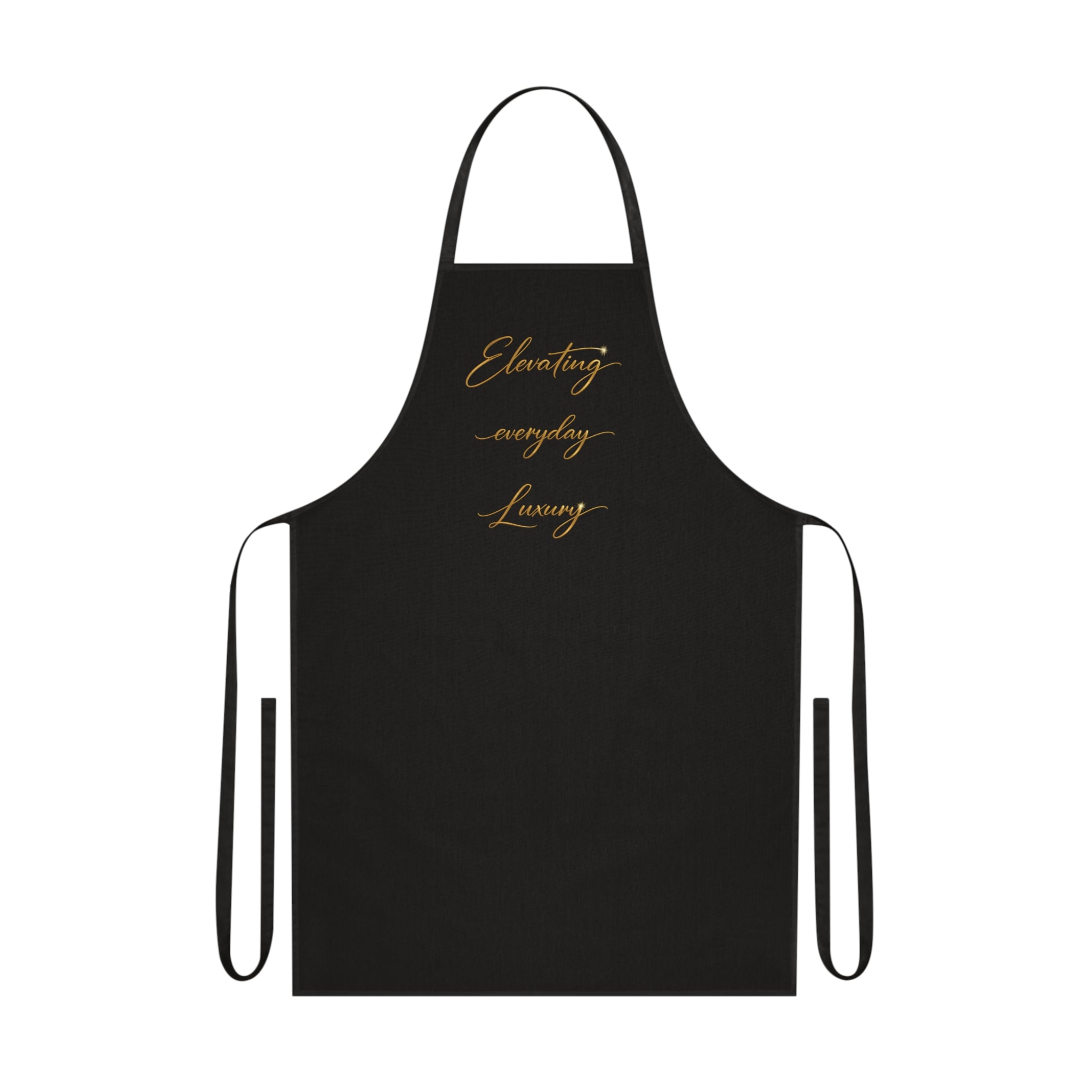 Embracing Everyday Luxury Apron — Black Cotton Chef Apron with Gold Script