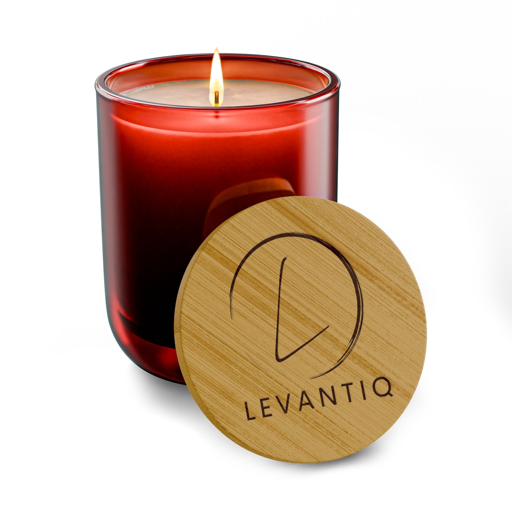 Engraved Bamboo-Lid Scented Soy Candle — 14oz Aromatherapy Candle (Levantiq Logo)