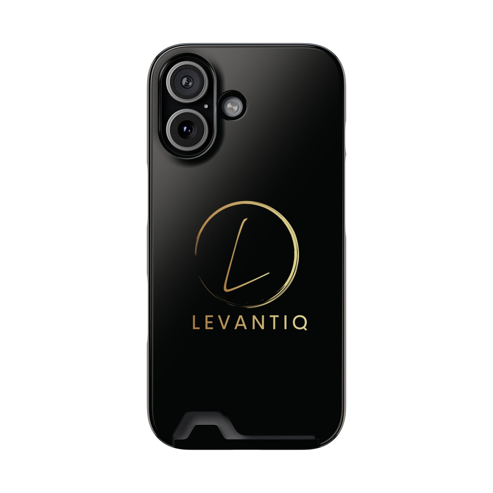 Étui de téléphone avec porte-cartes — Étui portefeuille fin noir élégant avec logo