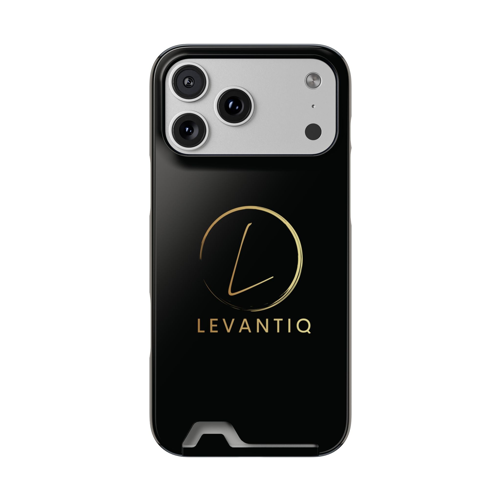 Étui de téléphone avec porte-cartes — Étui portefeuille fin noir élégant avec logo