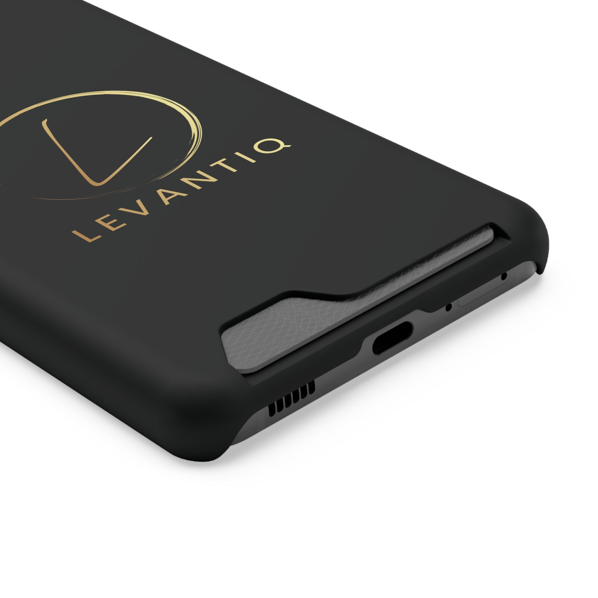 Phone Case with Card Holder — Sleek Black Logo Slim Wallet Case