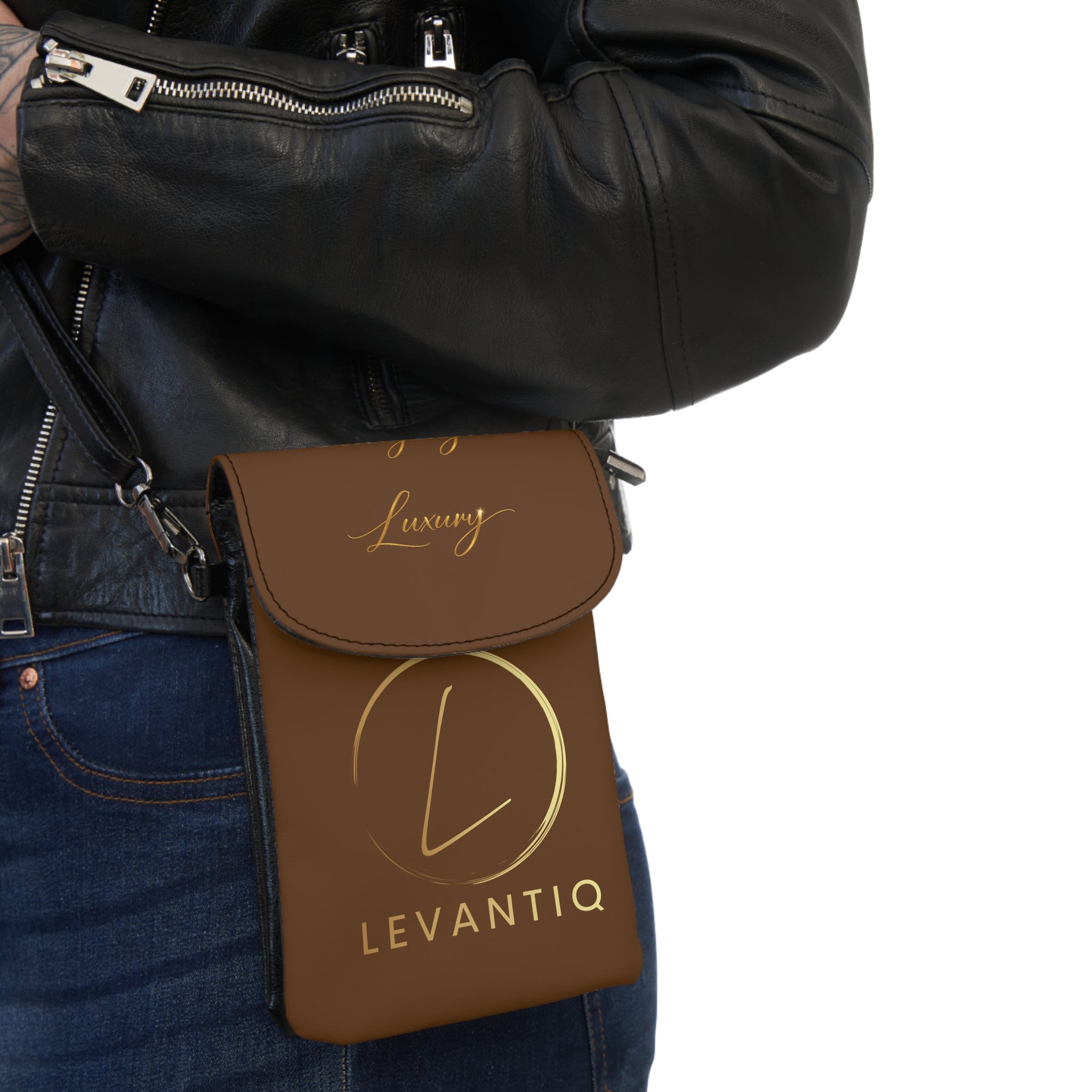 Leather Crossbody Phone Wallet — Small Cell Phone Wallet with Adjustable Strap