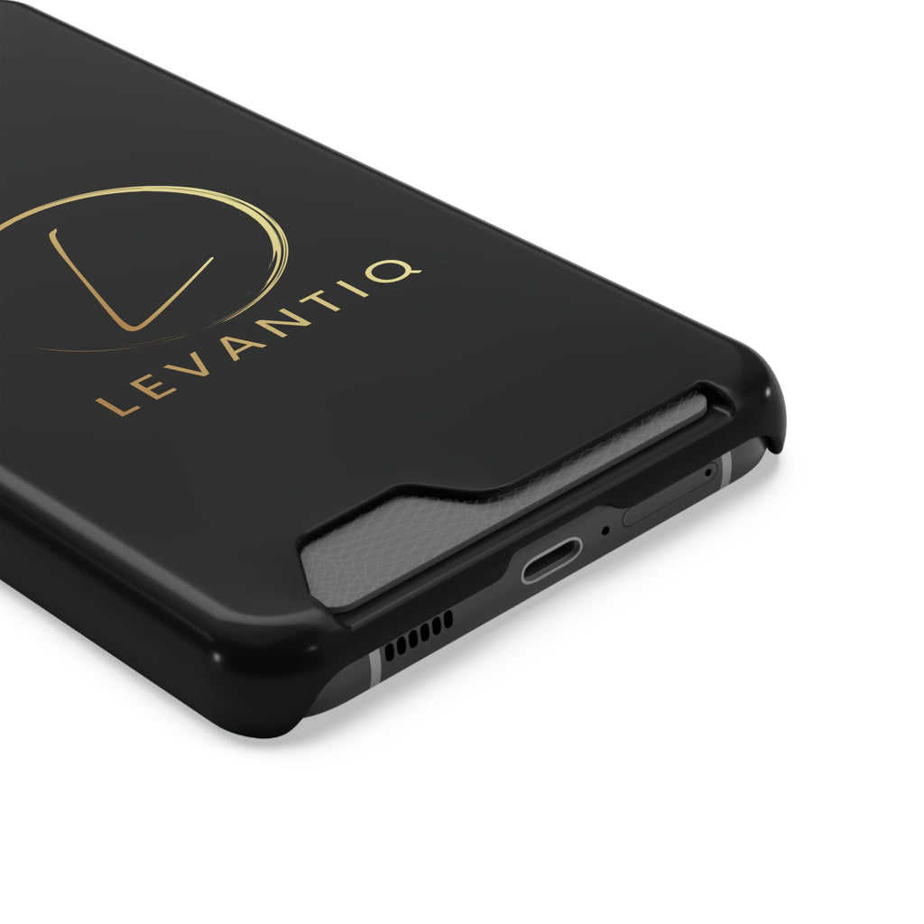 Phone Case with Card Holder — Sleek Black Logo Slim Wallet Case