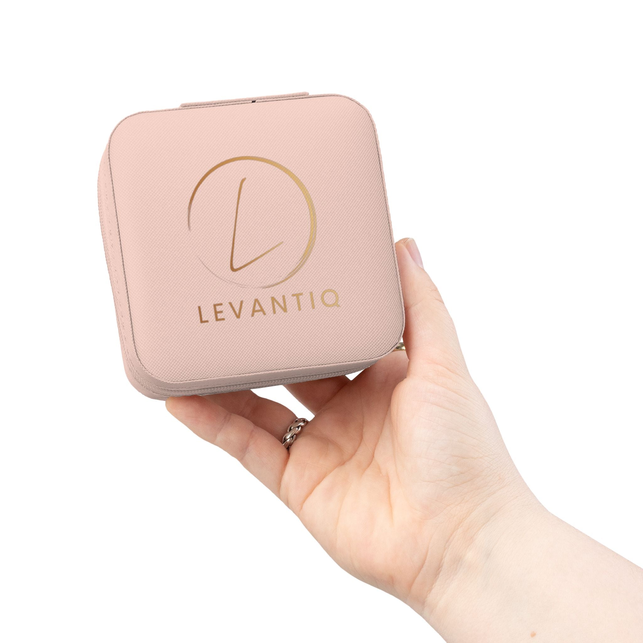 Étui de voyage compact rose pour bijoux — Organisateur portable pour bagues et boucles d'oreilles avec compartiments
