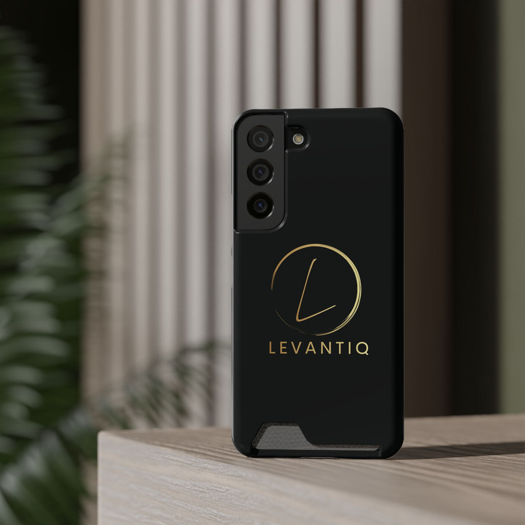 Phone Case with Card Holder — Sleek Black Logo Slim Wallet Case