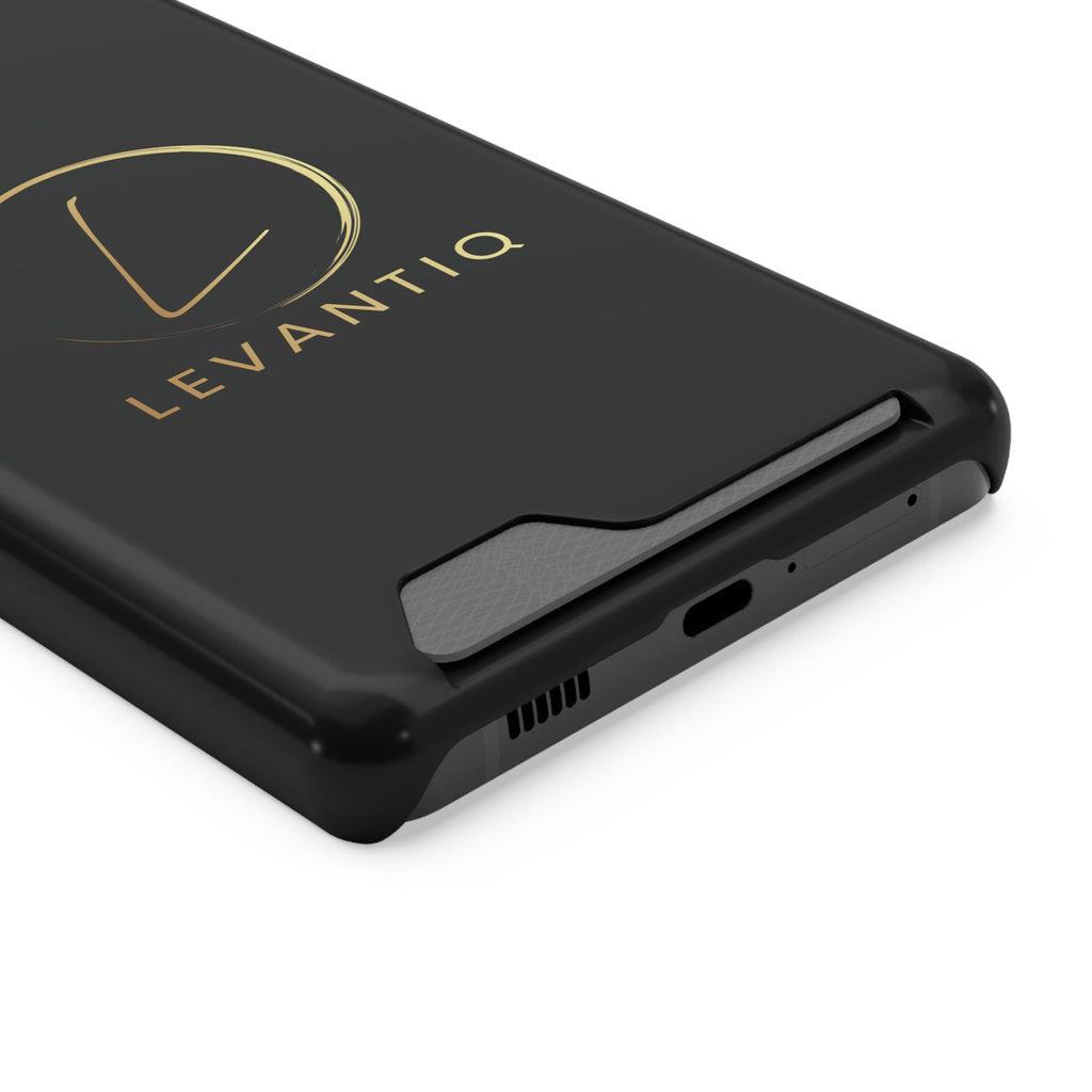 Phone Case with Card Holder — Sleek Black Logo Slim Wallet Case