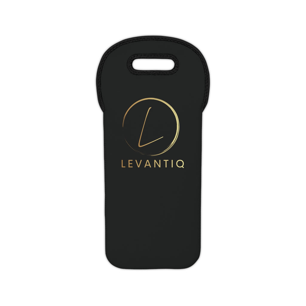 LevantiQ Gold Logo Wine Tote Bag — Elegant Neoprene Bottle Carrier for Gifts & Entertaining