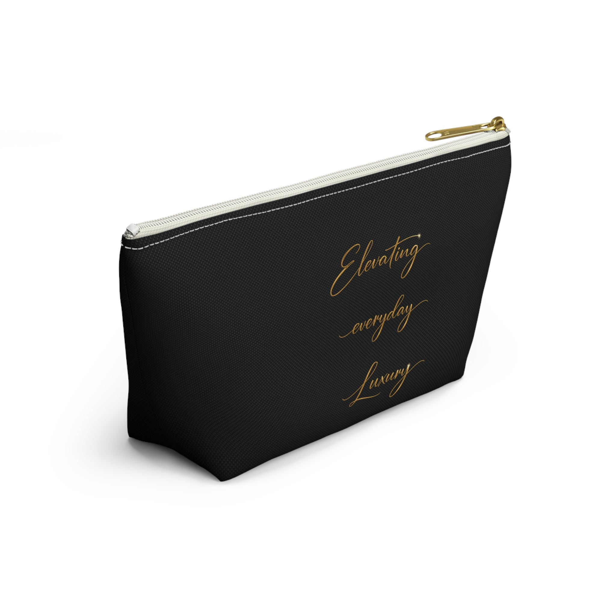 Luxury Black Accessory Pouch — Cosmetic & Travel T-Bottom Bag