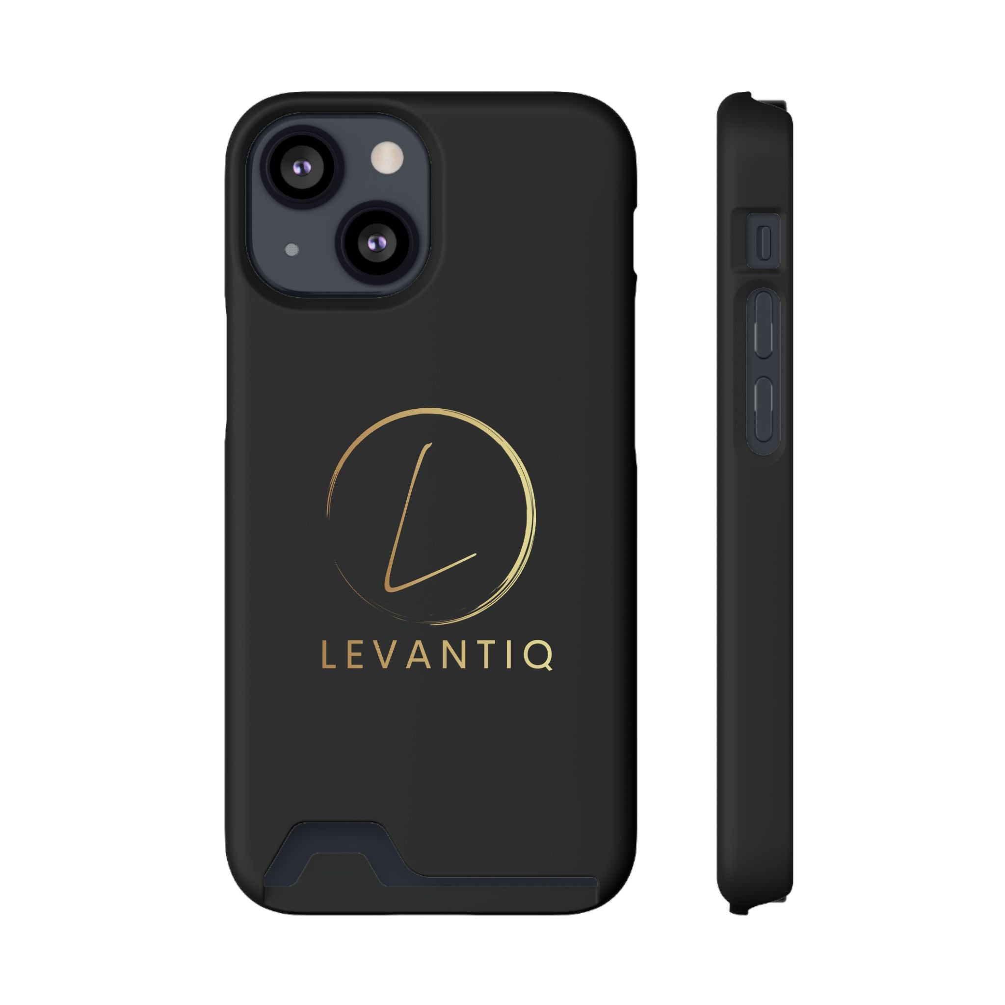 Étui de téléphone avec porte-cartes — Étui portefeuille fin noir élégant avec logo