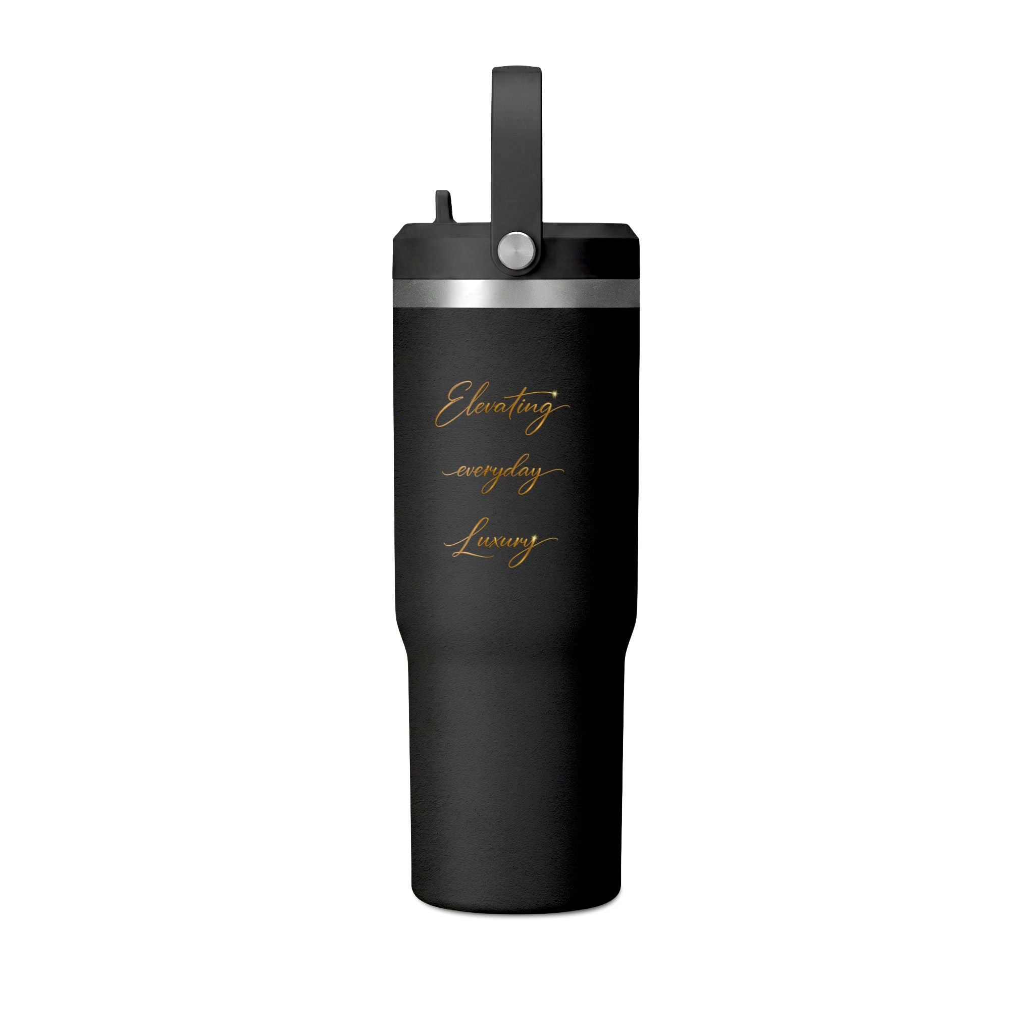 Gobelet isotherme Nomad 946 ml — Bouteille de voyage noire mate avec logo LevantiQ doré