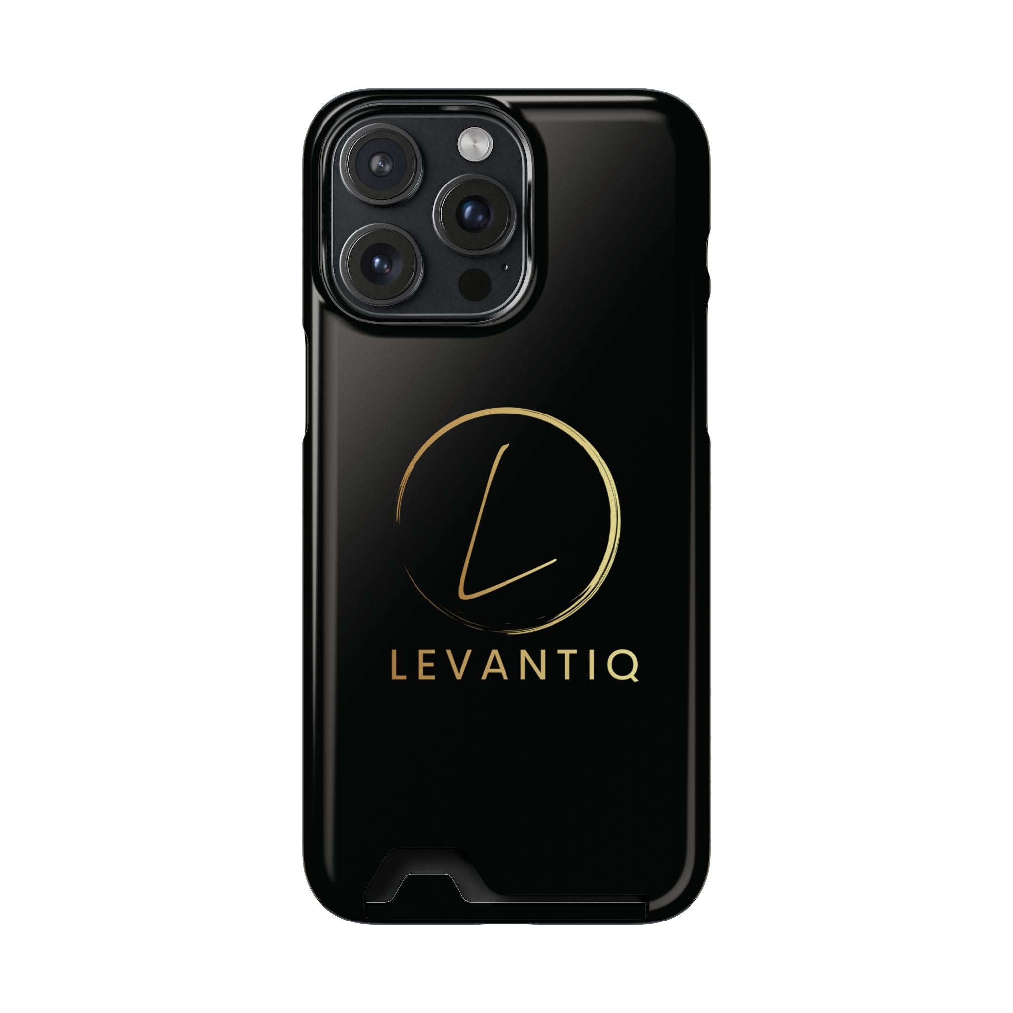 Étui de téléphone avec porte-cartes — Étui portefeuille fin noir élégant avec logo