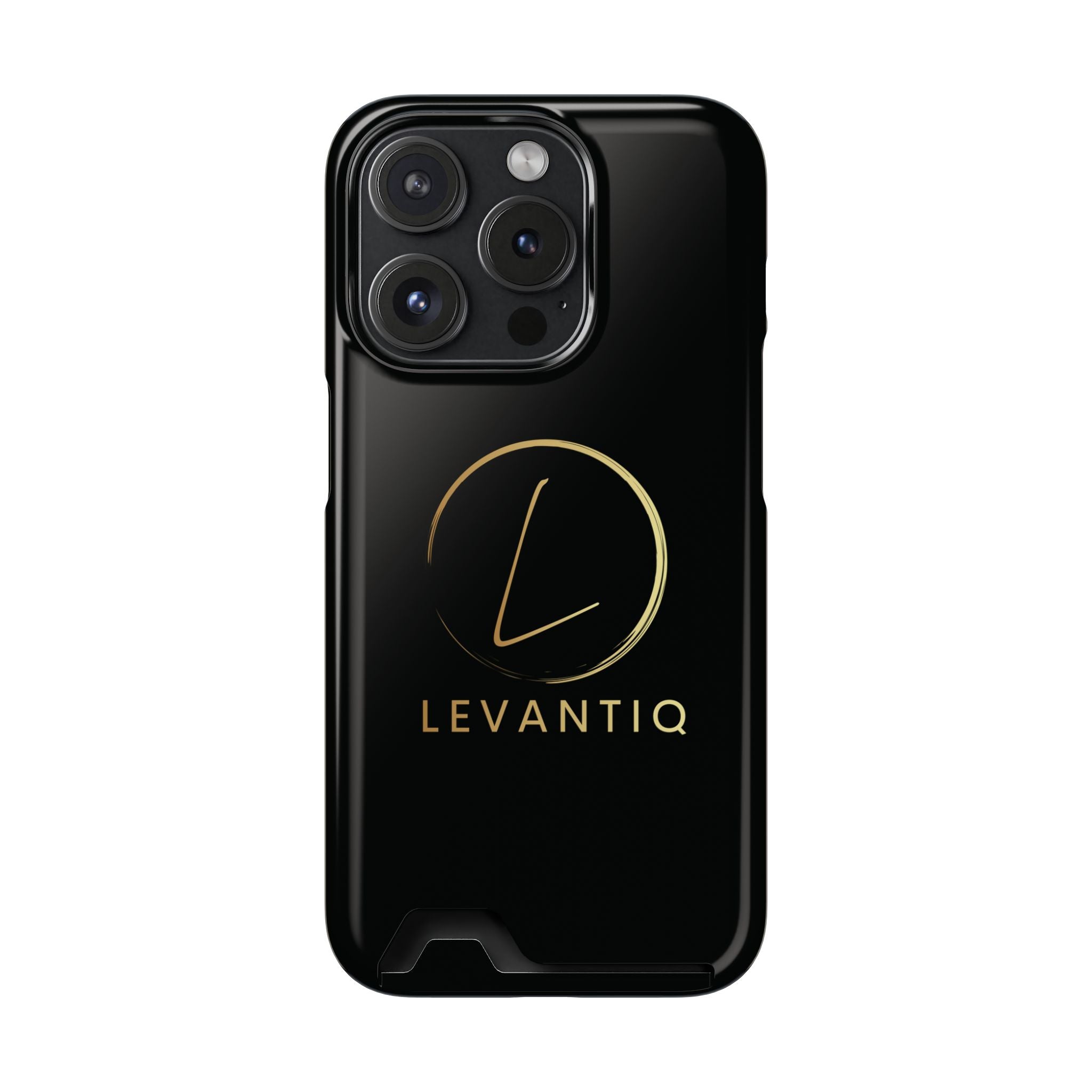 Étui de téléphone avec porte-cartes — Étui portefeuille fin noir élégant avec logo