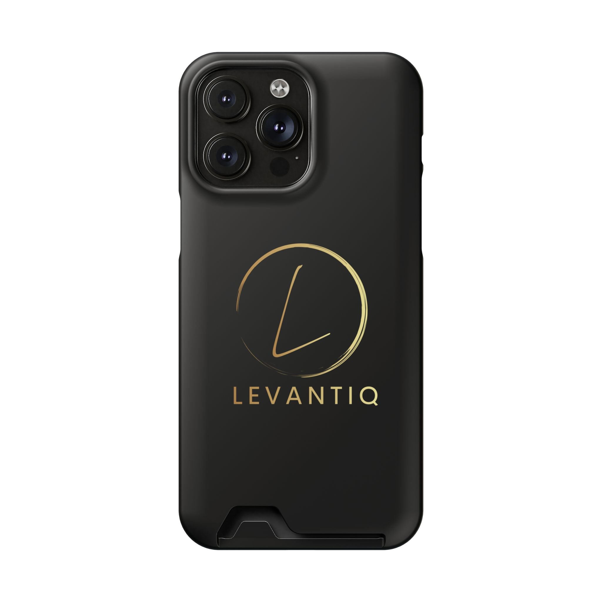 Étui de téléphone avec porte-cartes — Étui portefeuille fin noir élégant avec logo