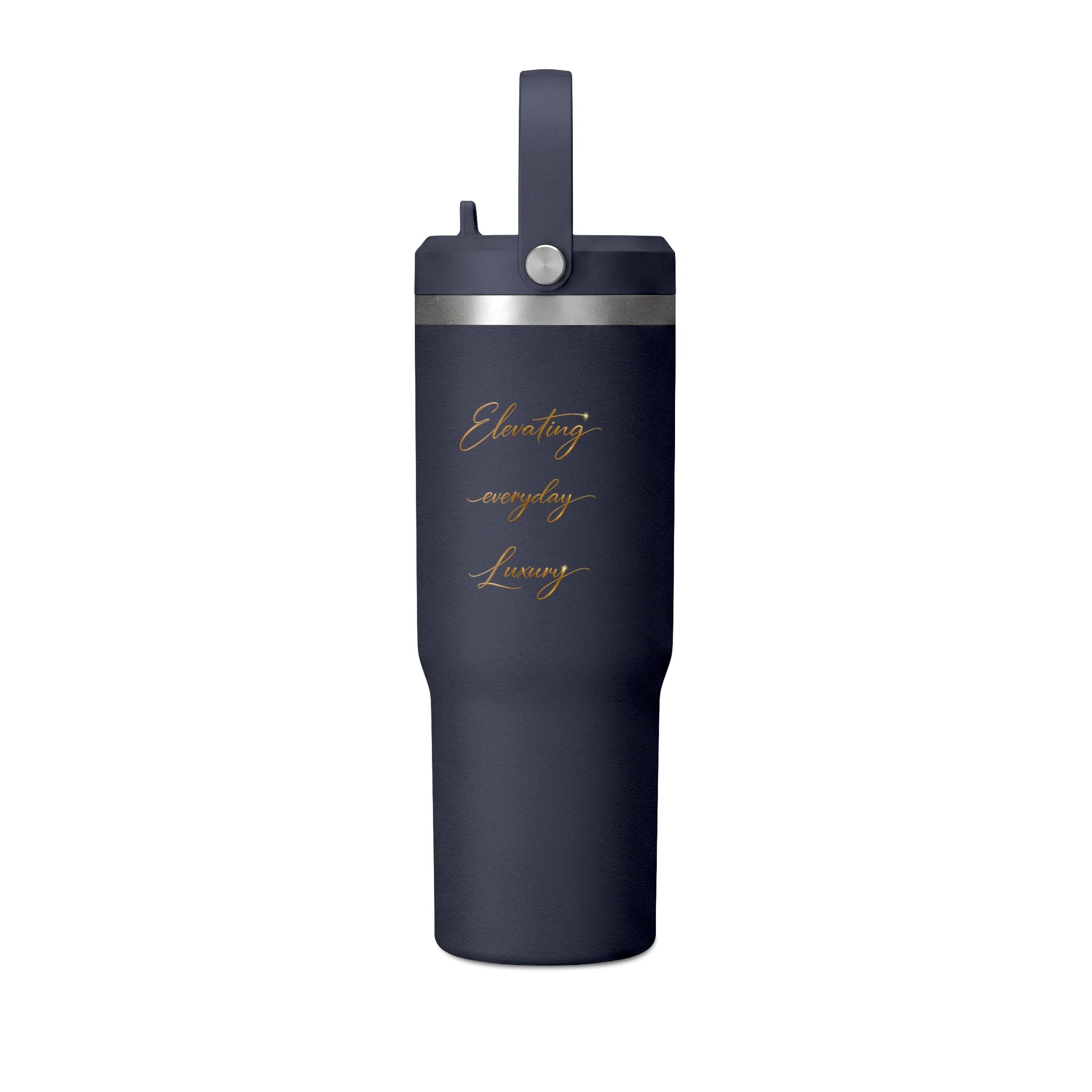 Gobelet isotherme Nomad 946 ml — Bouteille de voyage noire mate avec logo LevantiQ doré
