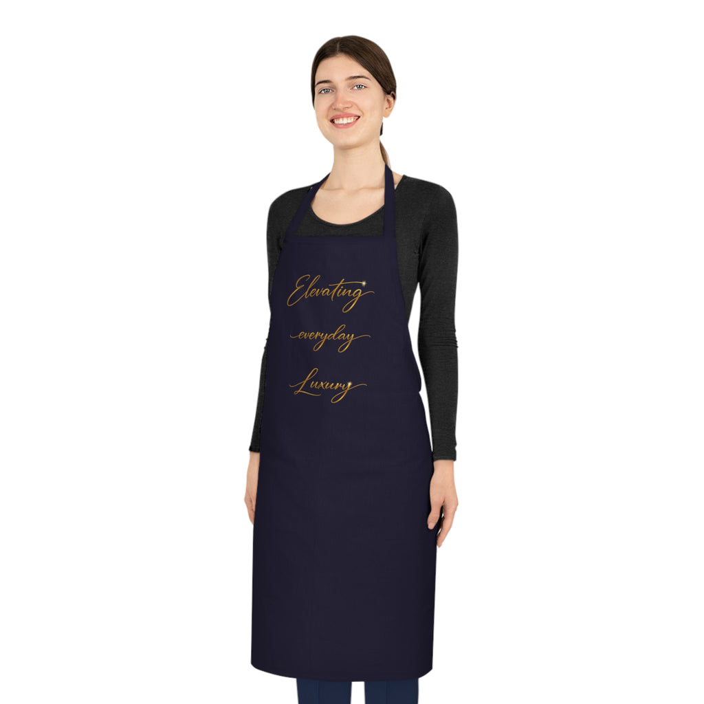 Embracing Everyday Luxury Apron — Black Cotton Chef Apron with Gold Script