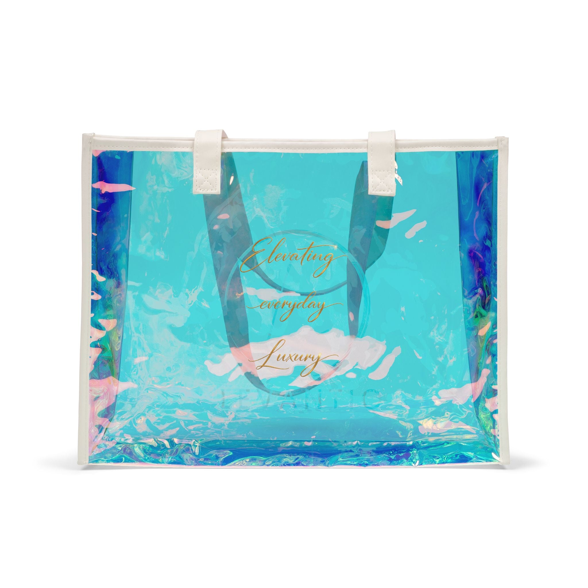 Holographic Beach Tote Bag — Iridescent Clear Summer Pool & Travel Bag