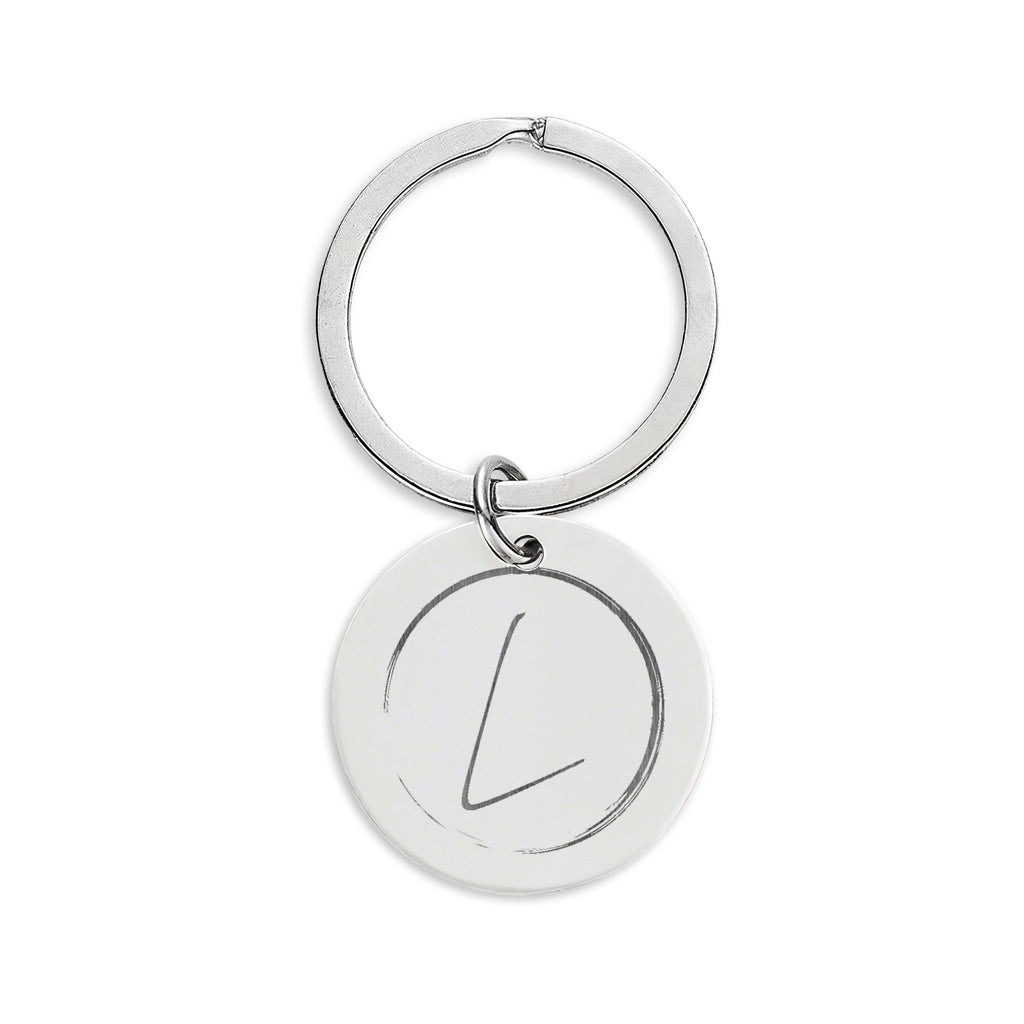 Porte-clés rond en acier inoxydable à graver – Initiales et message personnalisés
