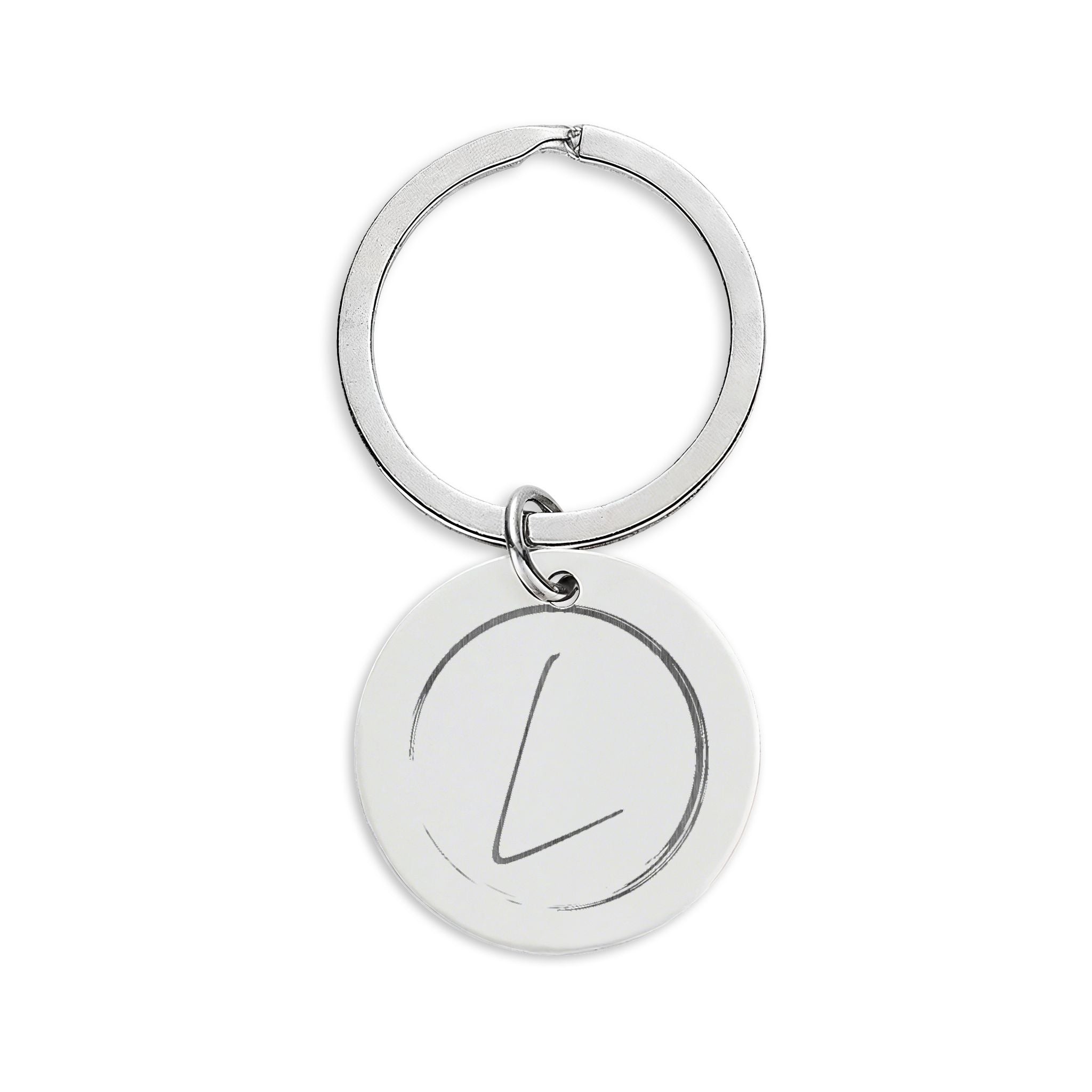 Porte-clés rond en acier inoxydable à graver – Initiales et message personnalisés