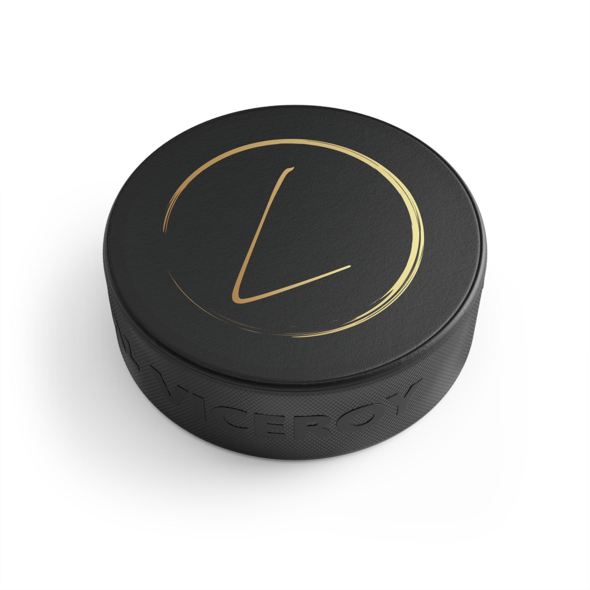 Gold Circle LevantiQ Hockey Puck — Personalized Monogram Skate Accessory