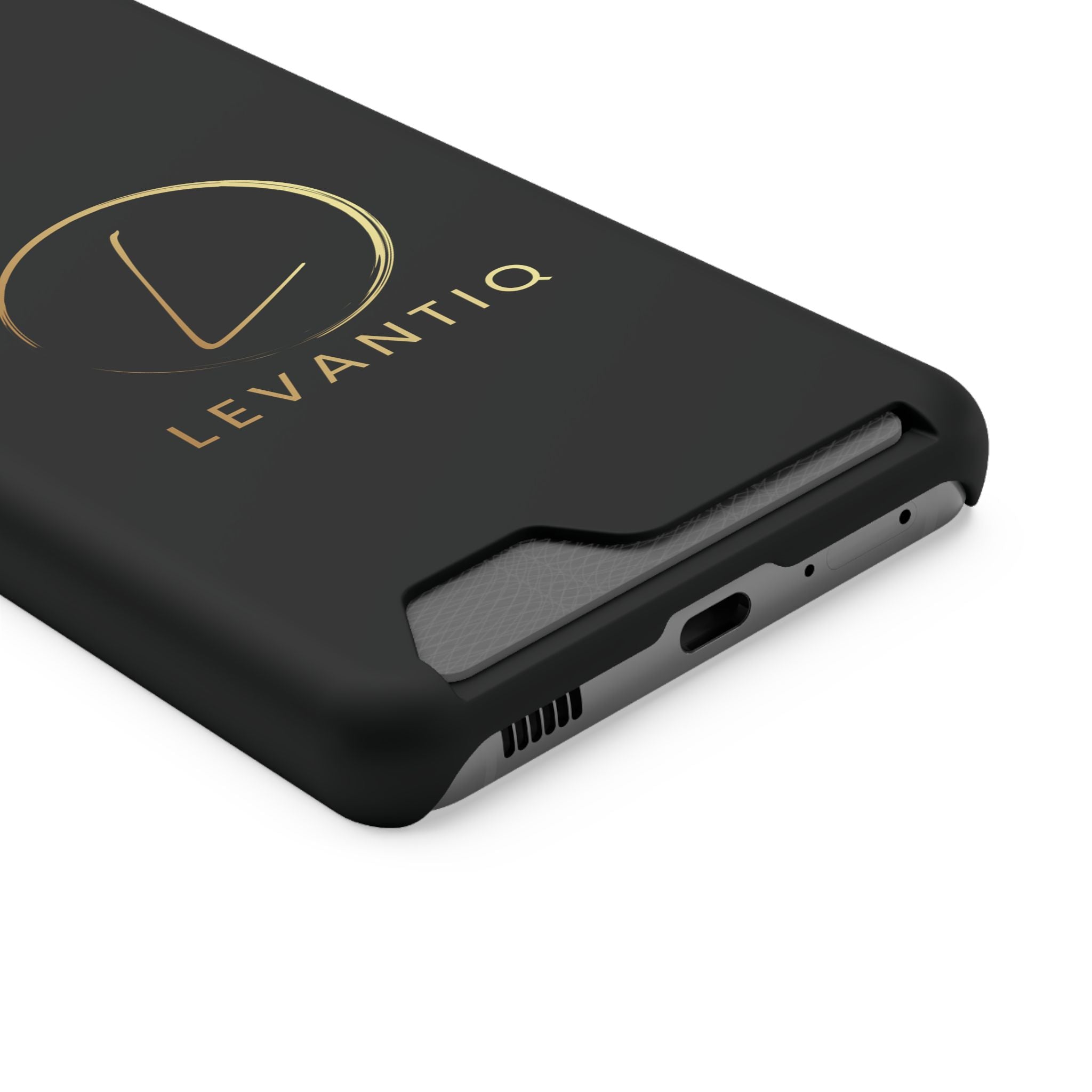 Phone Case with Card Holder — Sleek Black Logo Slim Wallet Case