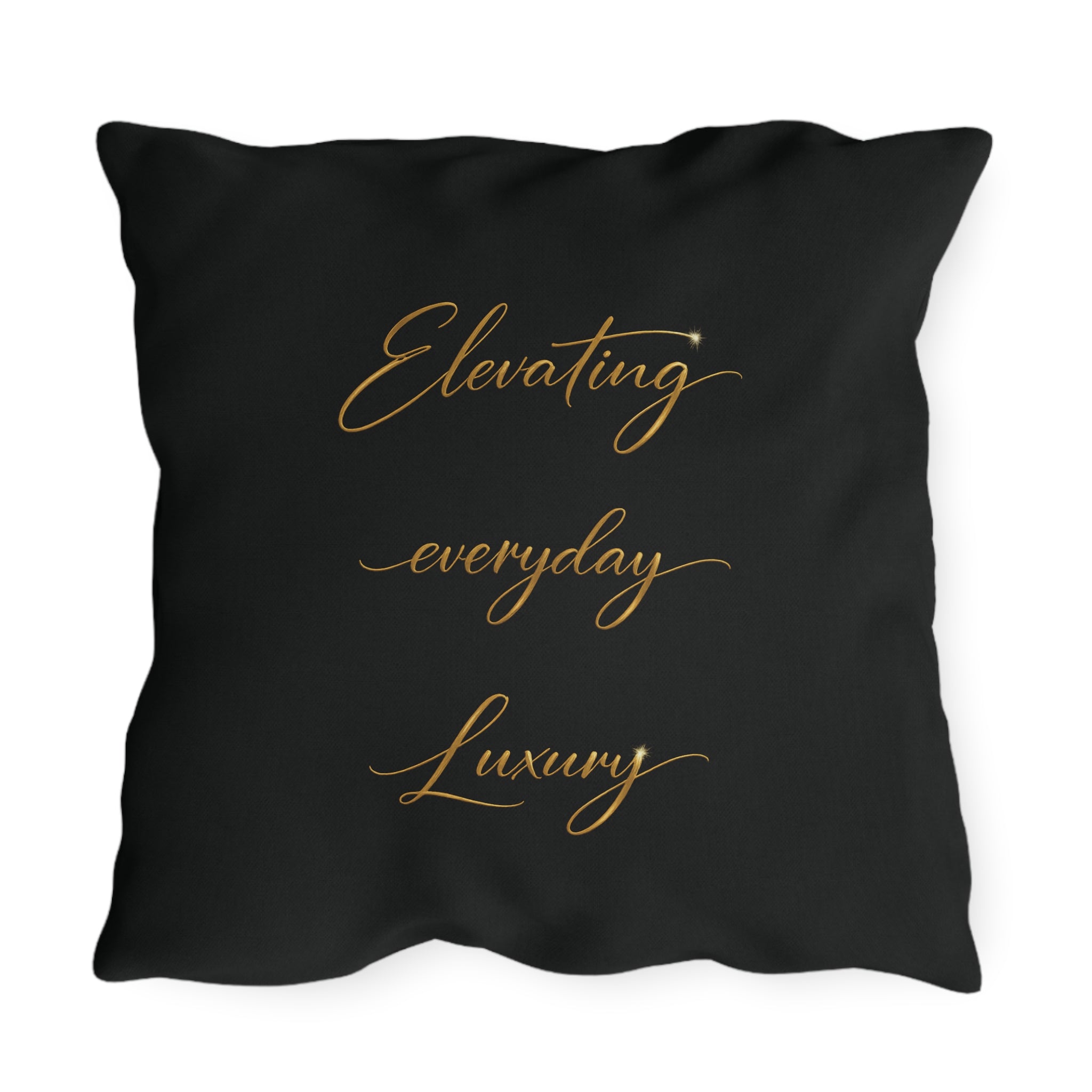 Outdoor Pillow — Black & Gold 'Levantiq' Luxury Logo & 'Elevating Everyday Luxury' Accent Cushion