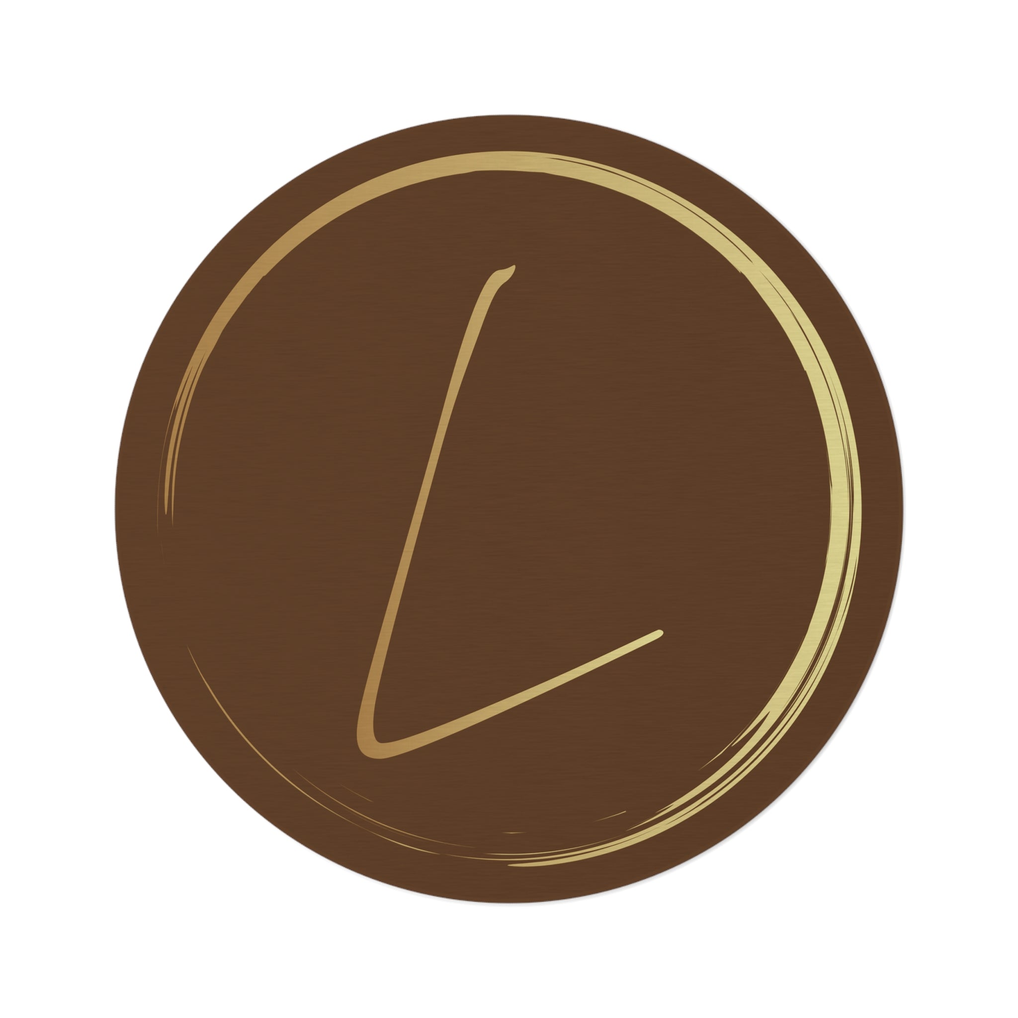 Monogram LevantiQ Round Rug — Brown & Gold Circular Accent Floor Mat