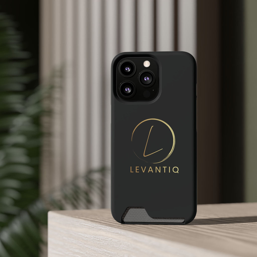 Phone Case with Card Holder — Sleek Black Logo Slim Wallet Case