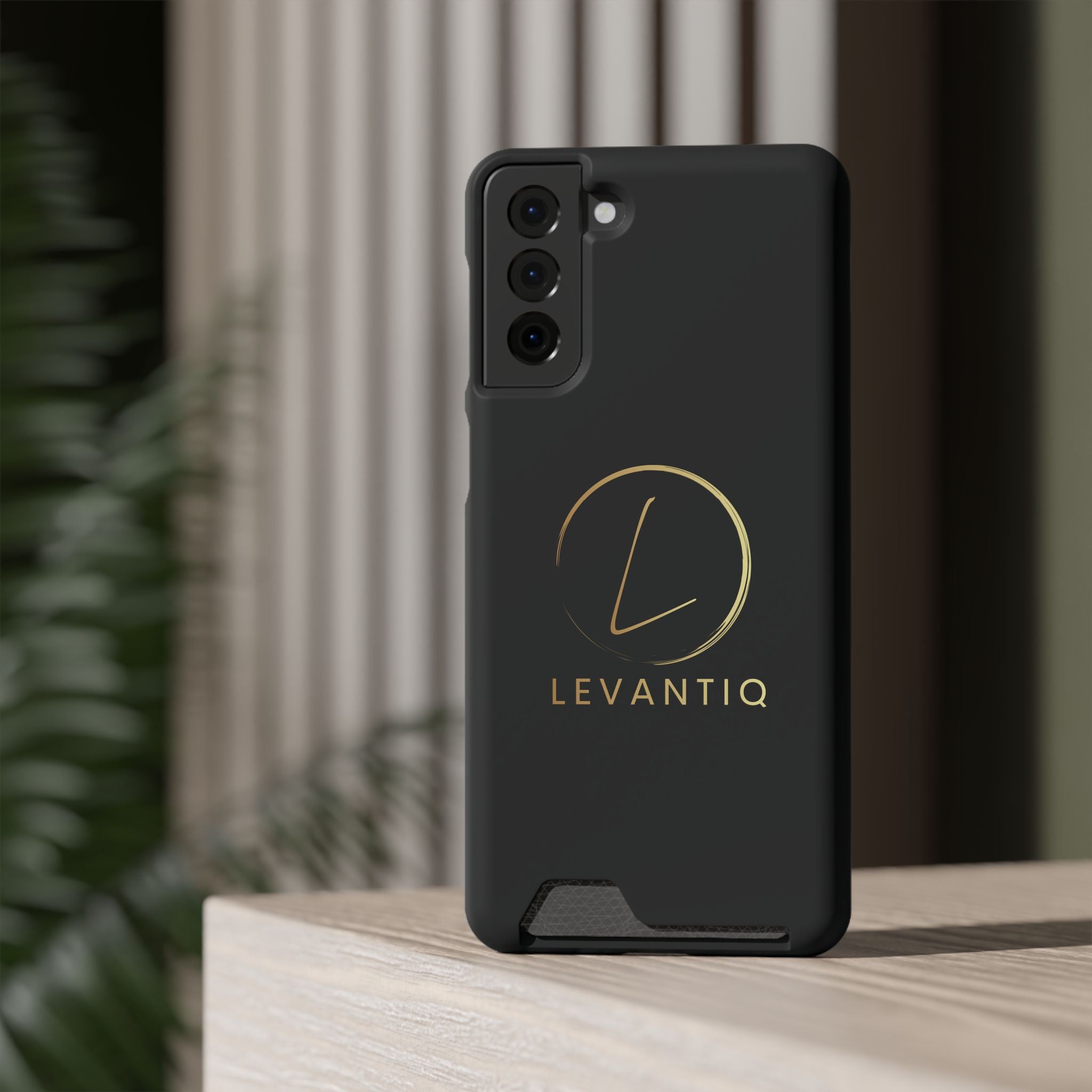 Phone Case with Card Holder — Sleek Black Logo Slim Wallet Case