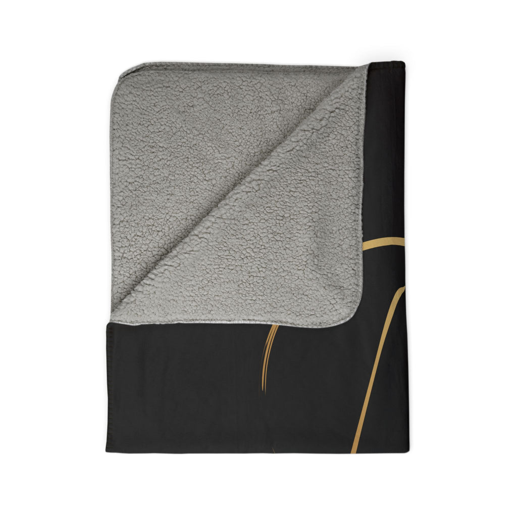 Levantiq Gold Logo Sherpa Blanket — Luxurious Black Fleece Throw