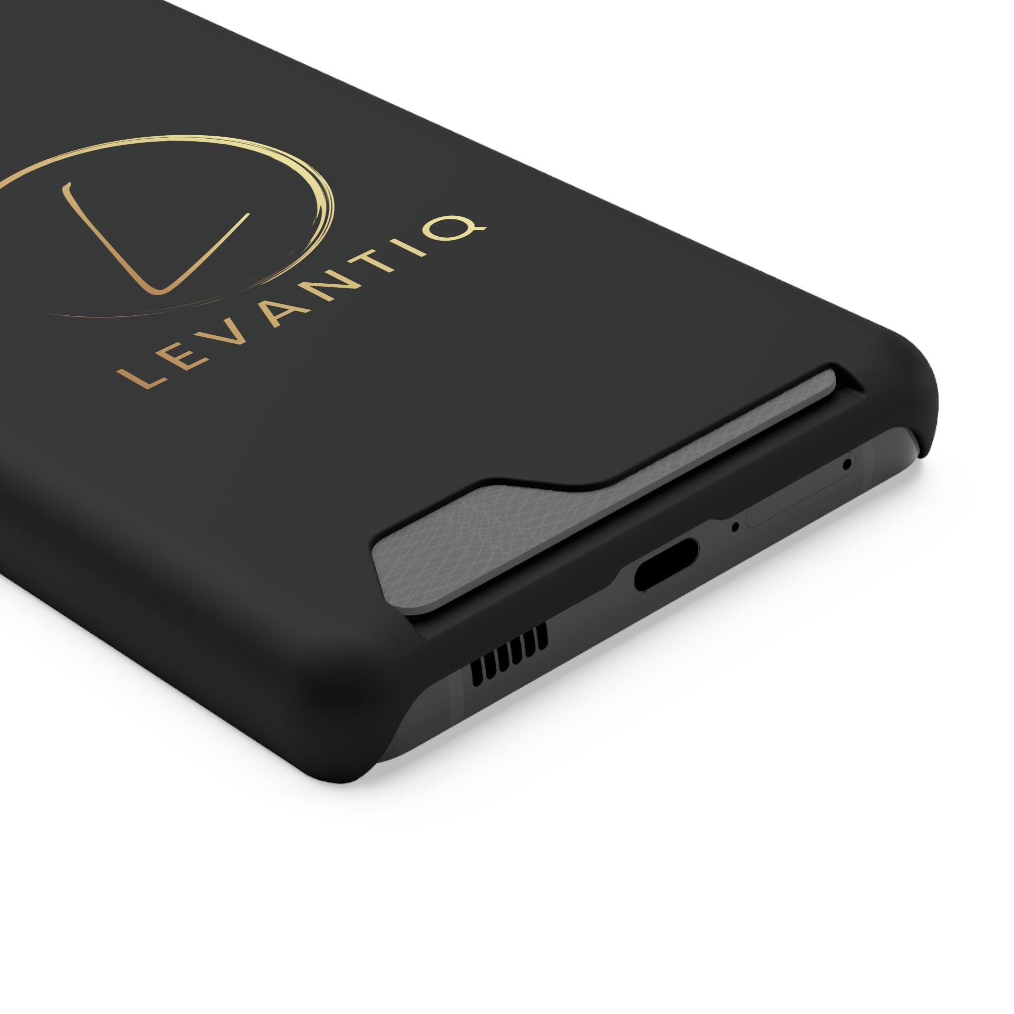 Phone Case with Card Holder — Sleek Black Logo Slim Wallet Case