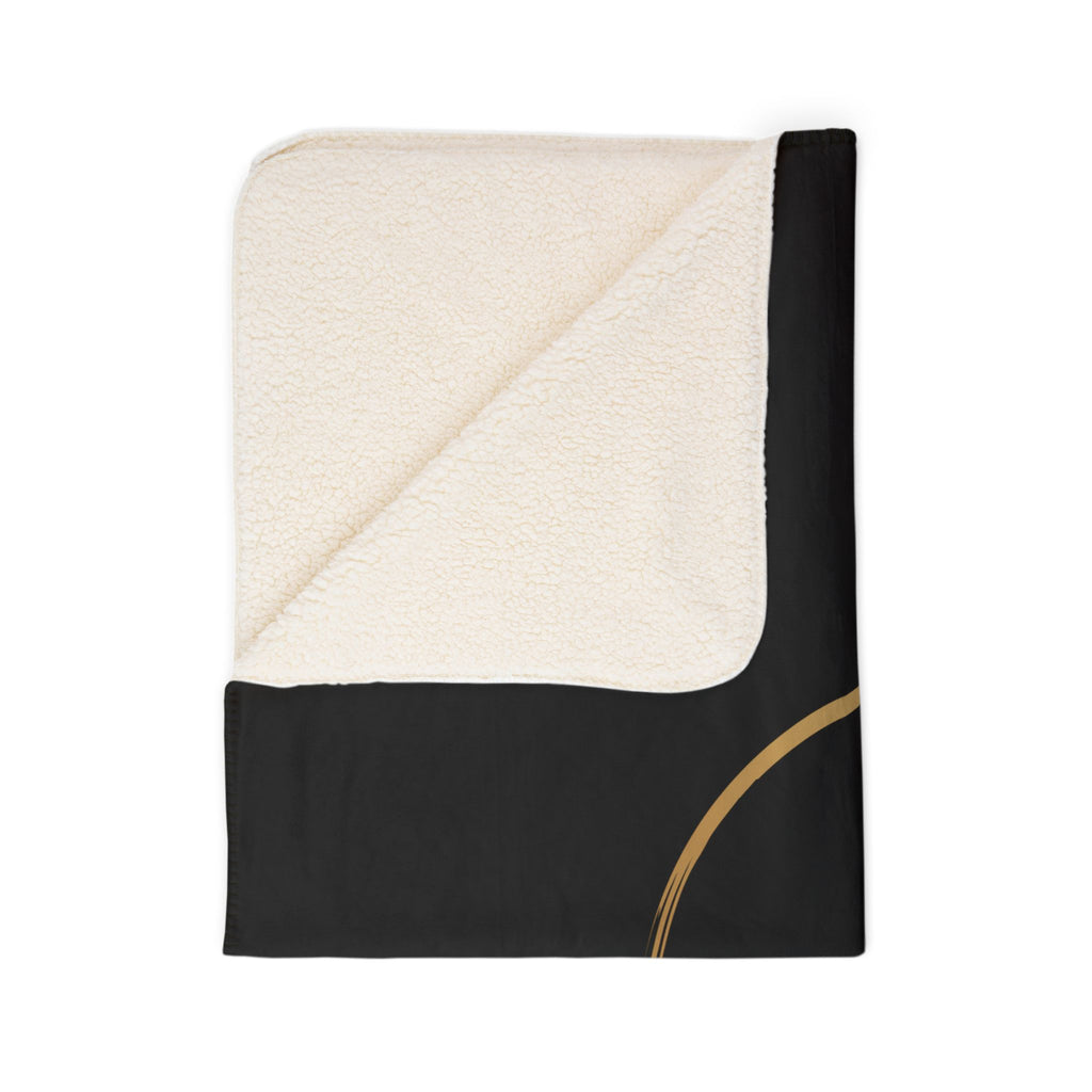 Levantiq Gold Logo Sherpa Blanket — Luxurious Black Fleece Throw